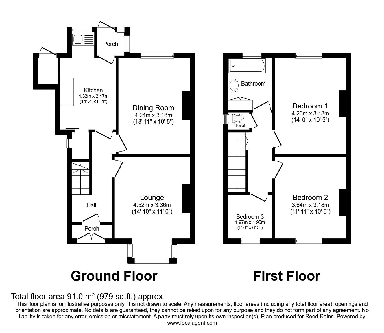 Floorplan of 3 bedroom Semi Detached House for sale, Ledsham Road, Rotherham, S60