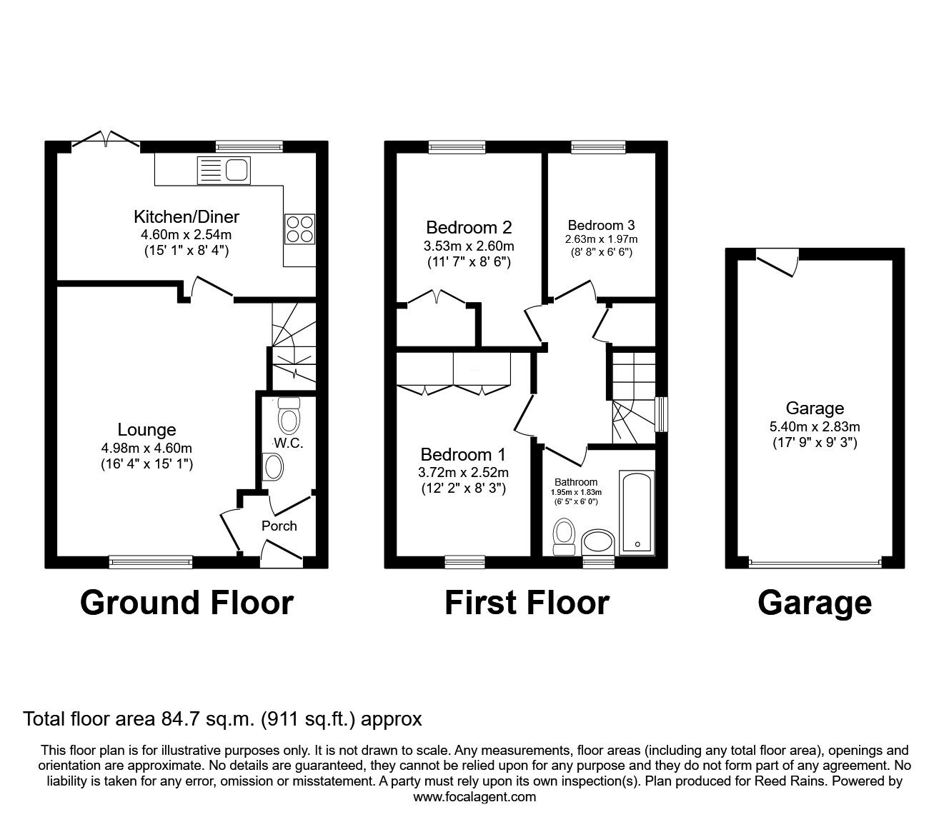 Floorplan of 3 bedroom Semi Detached House for sale, Blue Mans Way, Catcliffe, South Yorkshire, S60