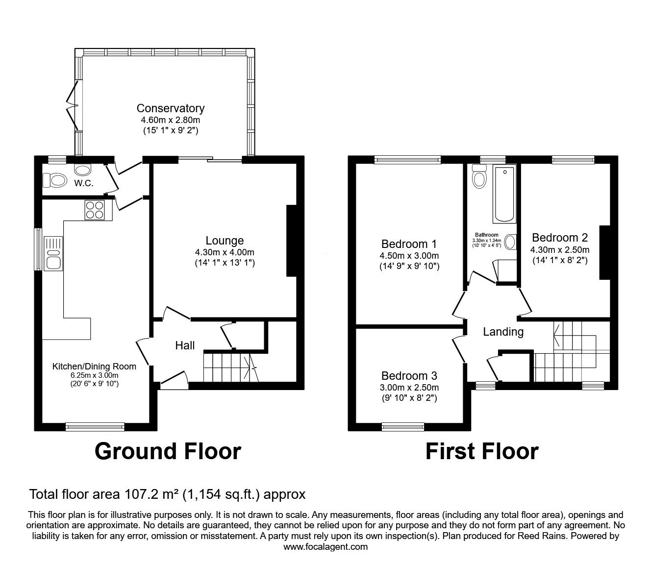 Floorplan of 3 bedroom Semi Detached House for sale, Sandygate, Wath-upon-Dearne, South Yorkshire, S63