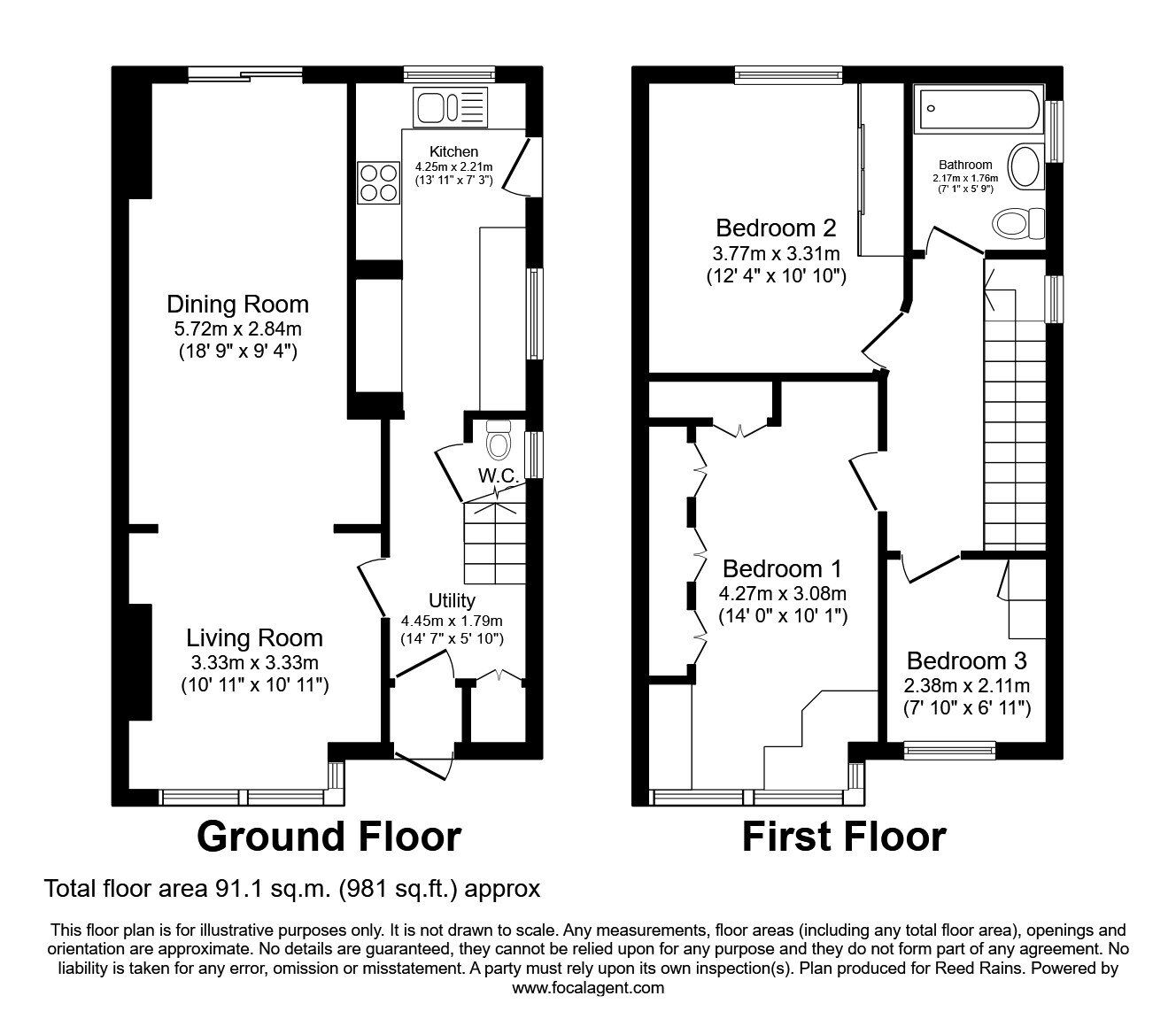 Floorplan of 3 bedroom Semi Detached House to rent, Rencliffe Avenue, Rotherham, South Yorkshire, S60