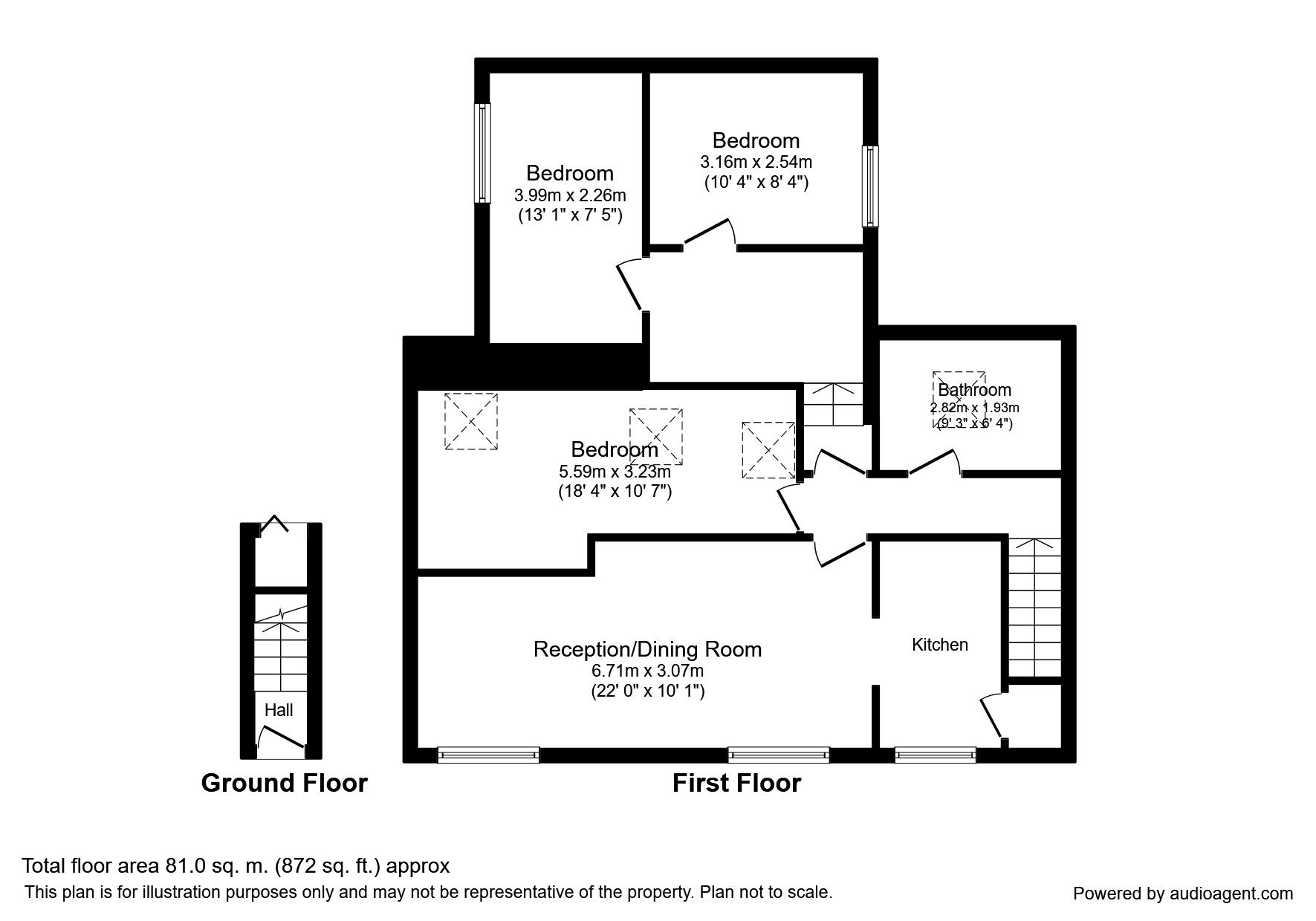 Floorplan of 3 bedroom  Flat to rent, Cinque Ports Street, Rye, East Sussex, TN31