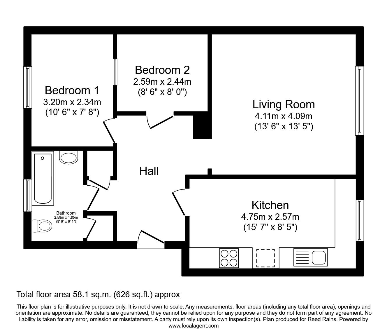 Floorplan of 1 bedroom  Flat for sale, Henley Close, Rye, East Sussex, TN31