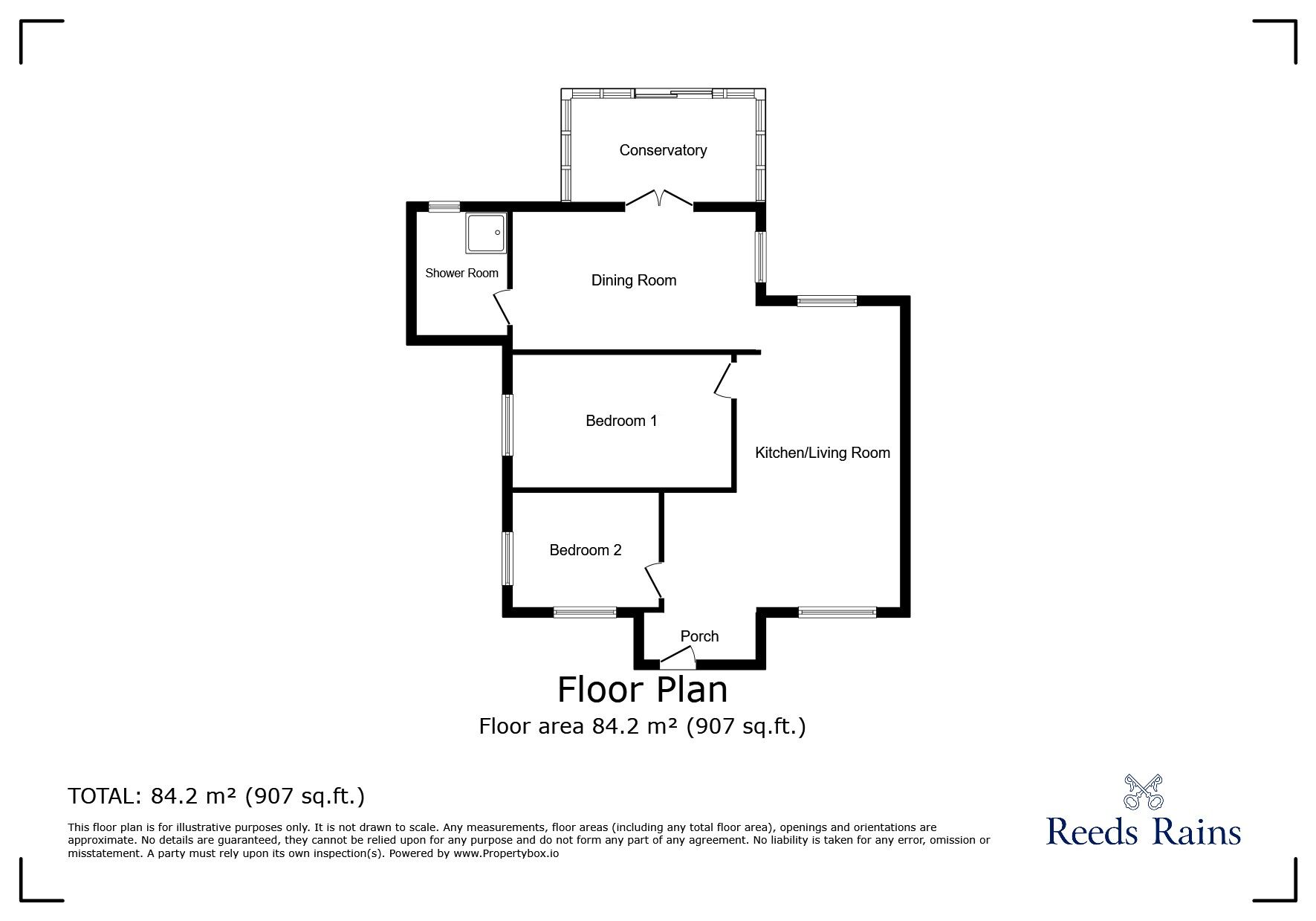 Floorplan of 2 bedroom Detached Bungalow for sale, Sea Road, Winchelsea Beach, East Sussex, TN36