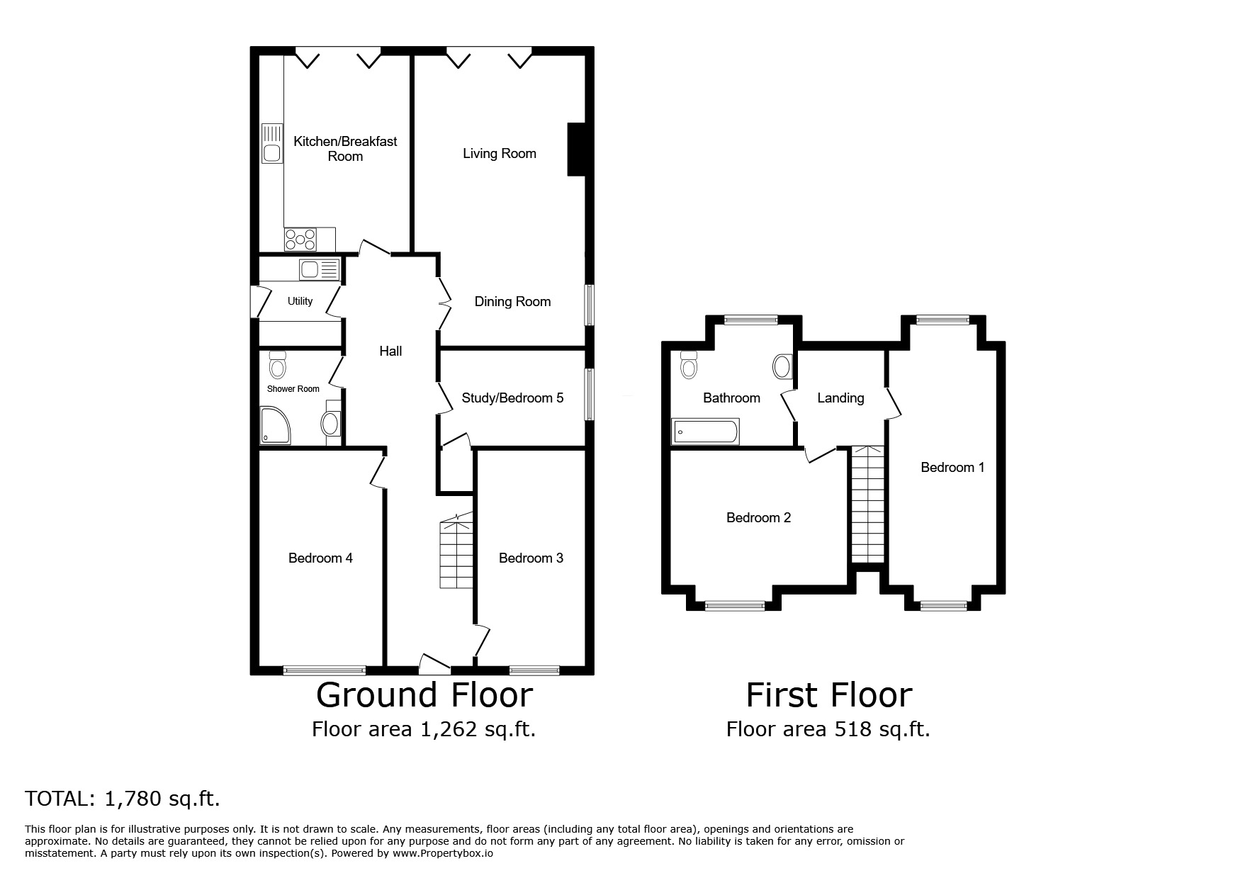 Floorplan of 5 bedroom Detached House for sale, Sea Road, Winchelsea Beach, East Sussex, TN36