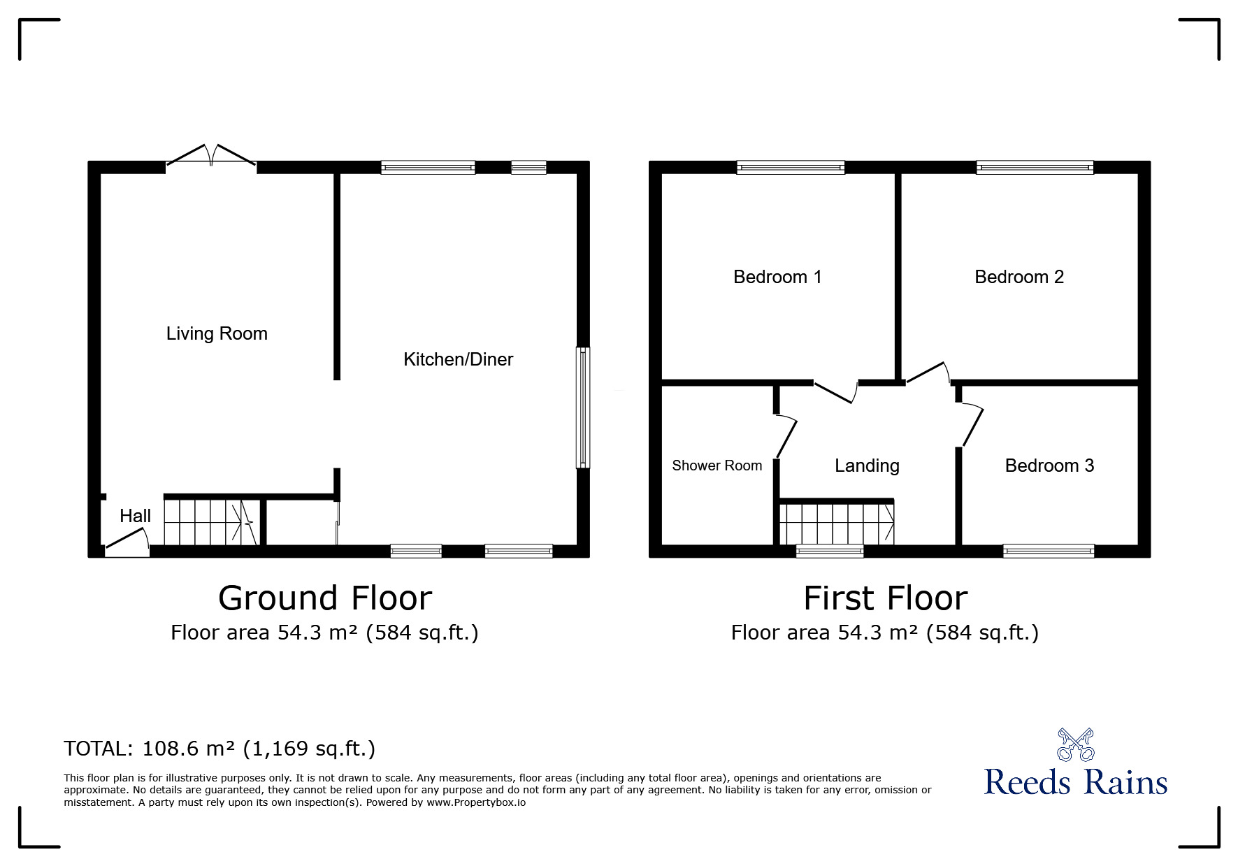 Floorplan of 3 bedroom End Terrace House for sale, Udimore Road, Rye, East Sussex, TN31