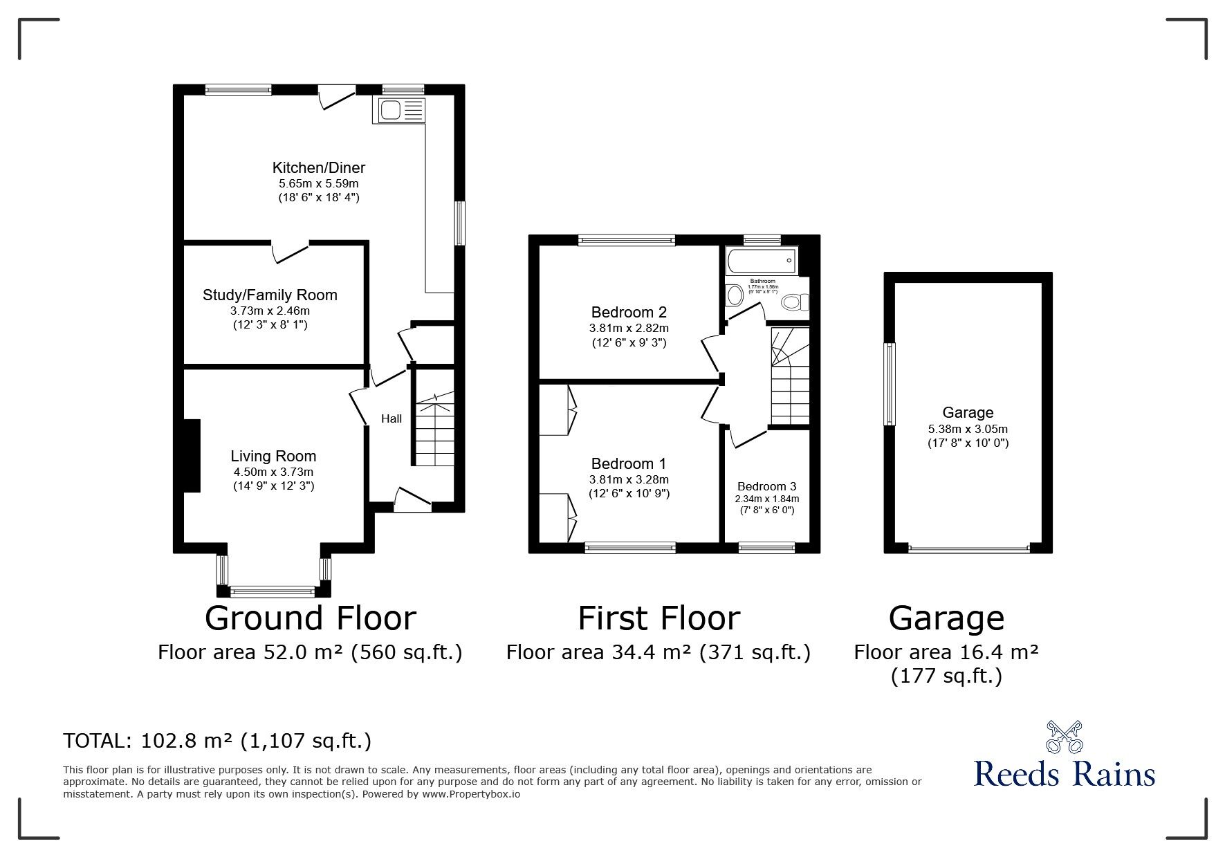 Floorplan of 3 bedroom Semi Detached House for sale, Udimore Road, Rye, East Sussex, TN31