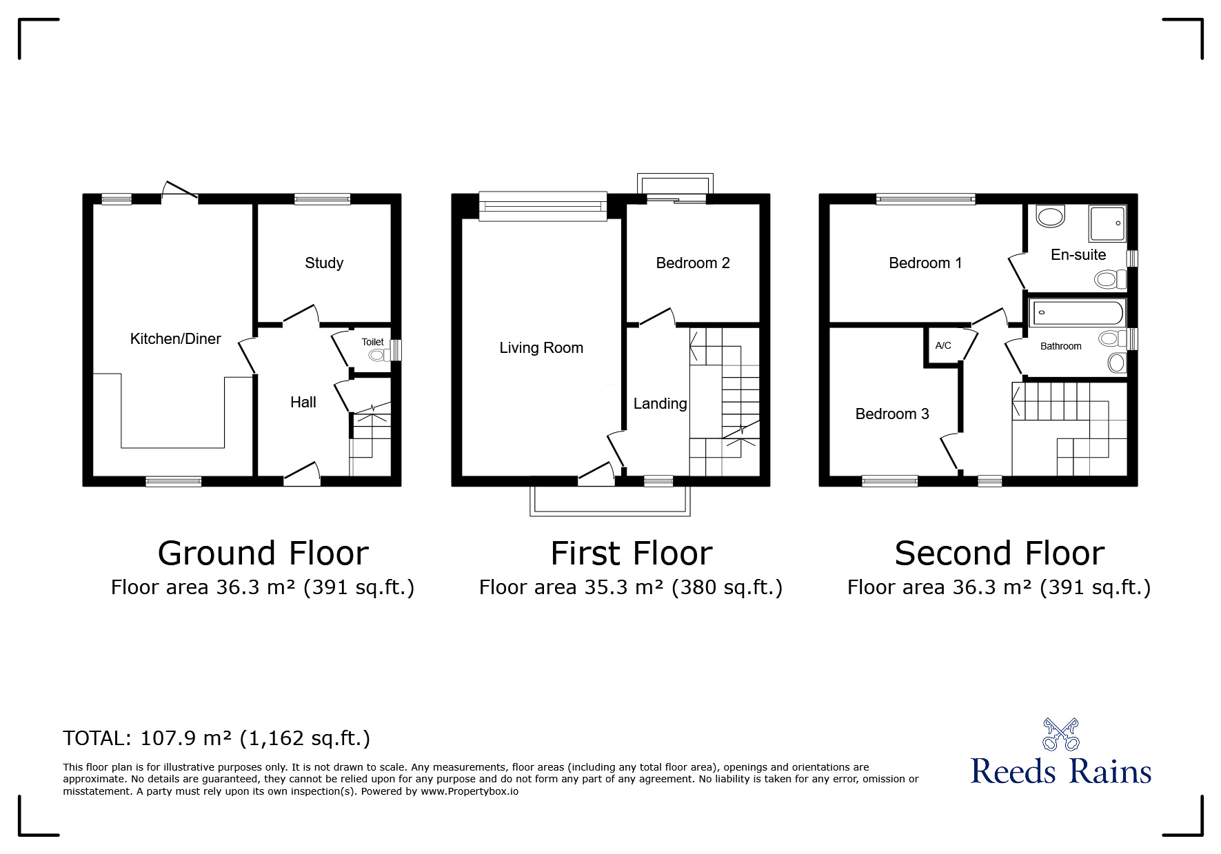 Floorplan of 3 bedroom Detached House for sale, Sandy Way, Camber, East Sussex, TN31