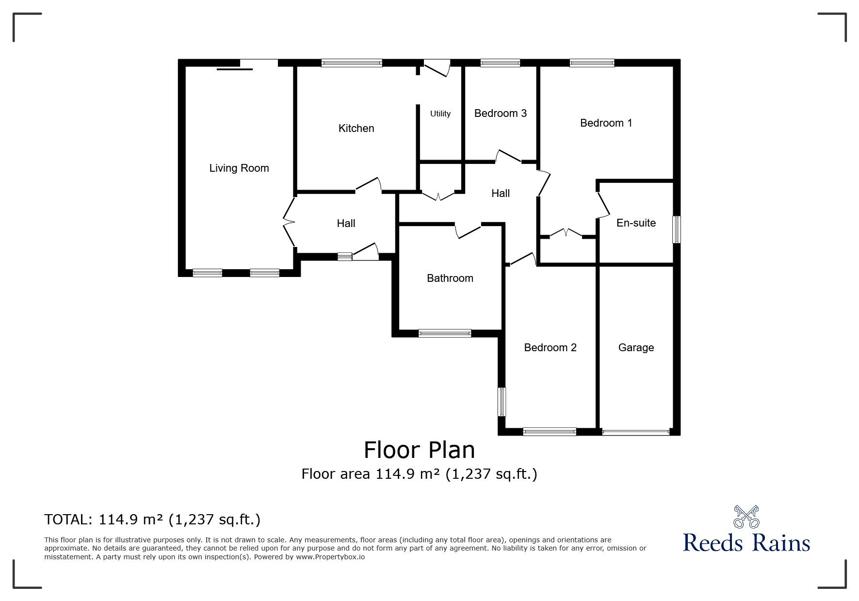 Floorplan of 3 bedroom Detached Bungalow for sale, Reedswood Road, Broad Oak, East Sussex, TN31