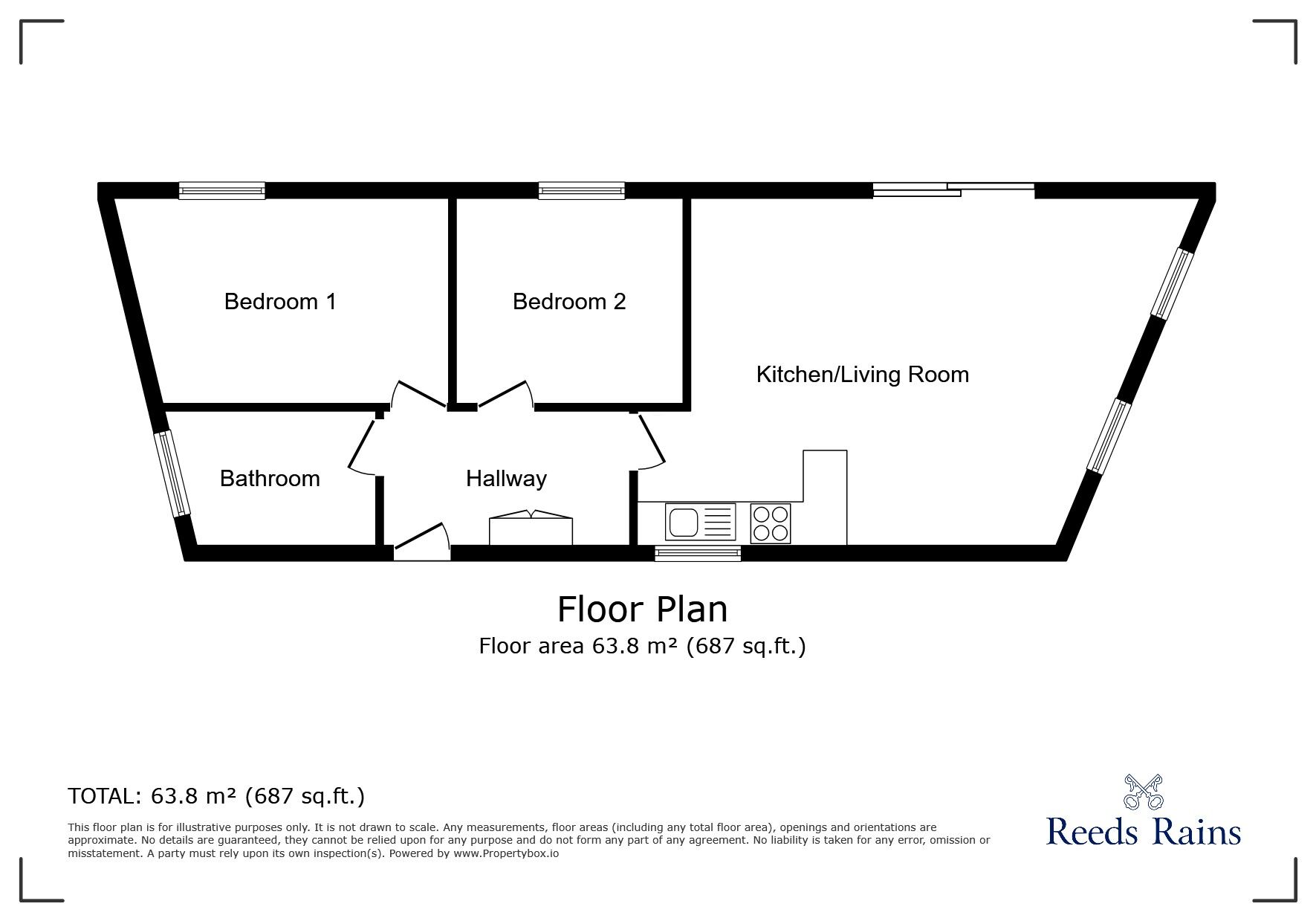 Floorplan of 2 bedroom Detached Bungalow to rent, Stone, Tenterden, Kent, TN30