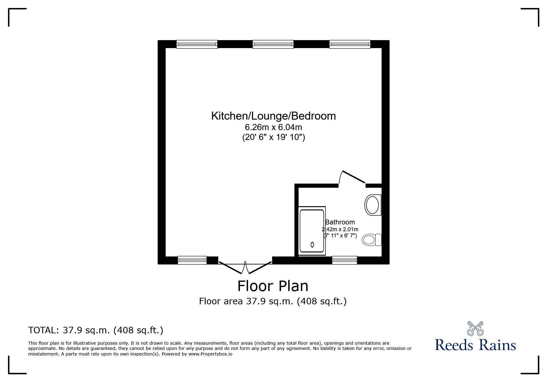 Floorplan of 1 bedroom Detached Bungalow to rent, Farm Lane, Camber, East Sussex, TN31