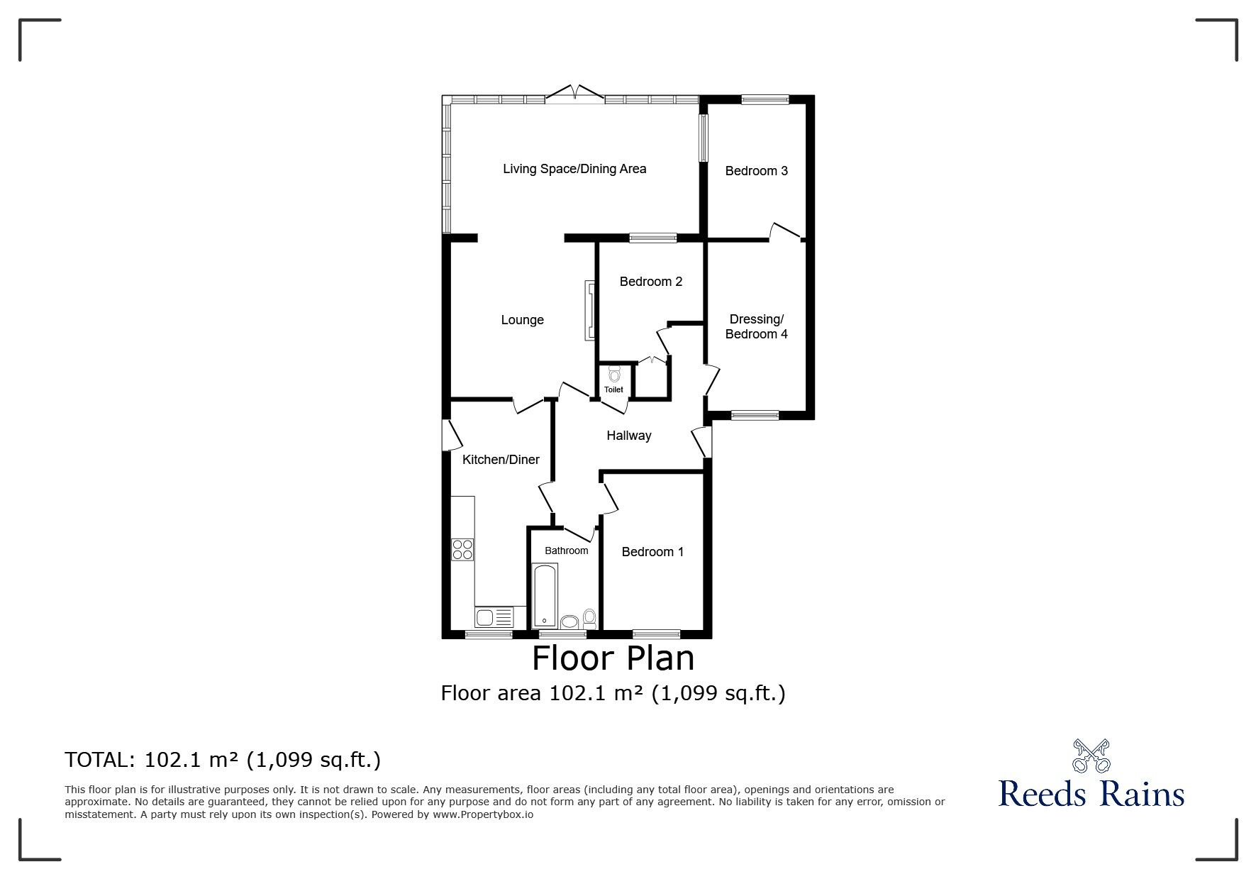 Floorplan of 3 bedroom Link Detached Bungalow for sale, Harbour Farm, Winchelsea Beach, East Sussex, TN36