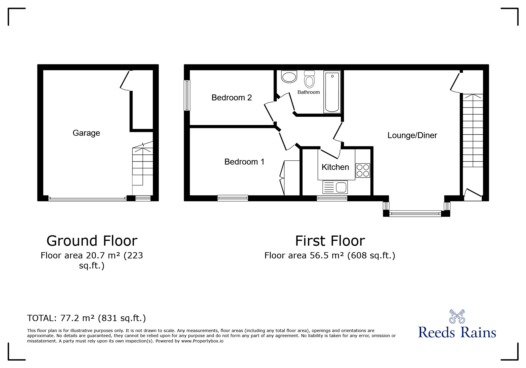 Floorplan of 2 bedroom Detached Flat for sale, Baker Way, Camber, East Sussex, TN31