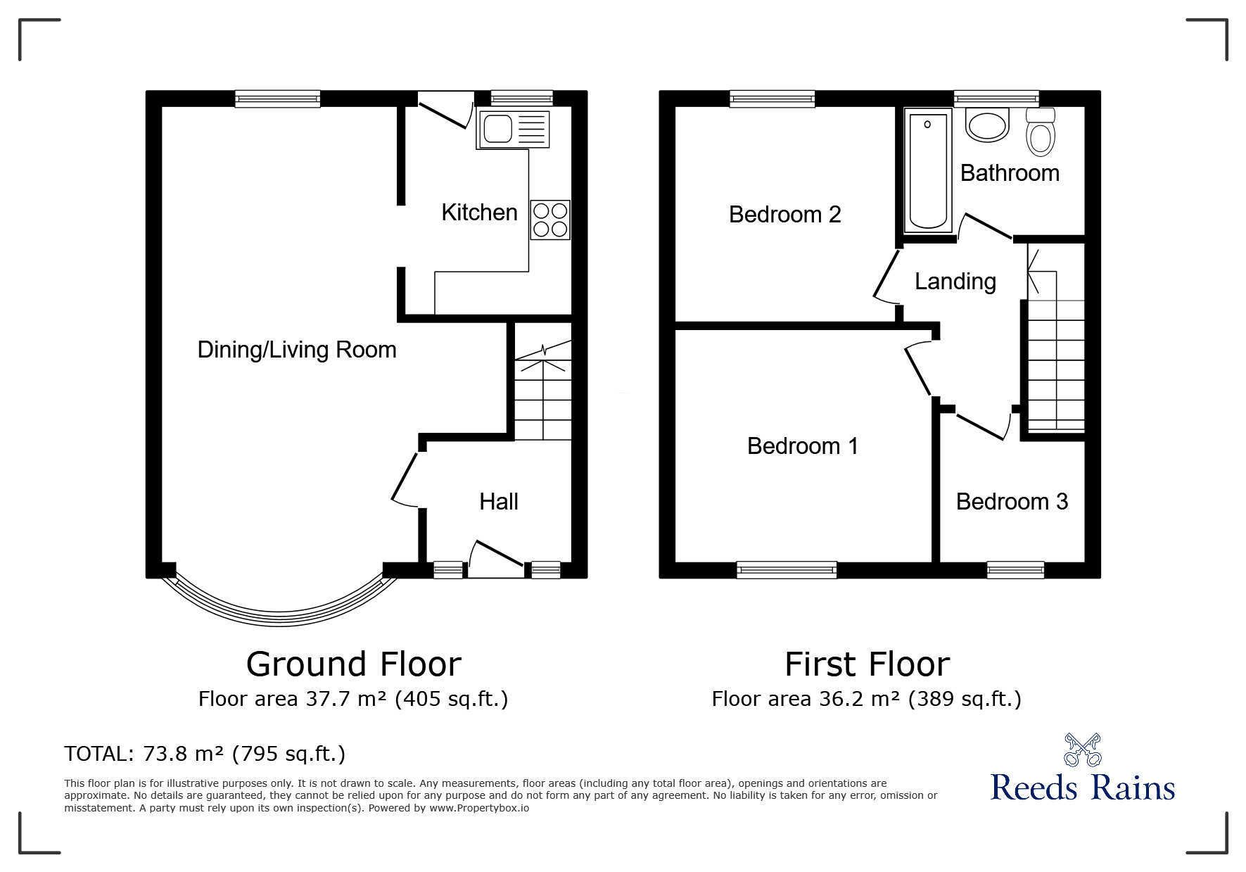 Floorplan of 3 bedroom End Terrace House for sale, North Salts, Rye, East Sussex, TN31