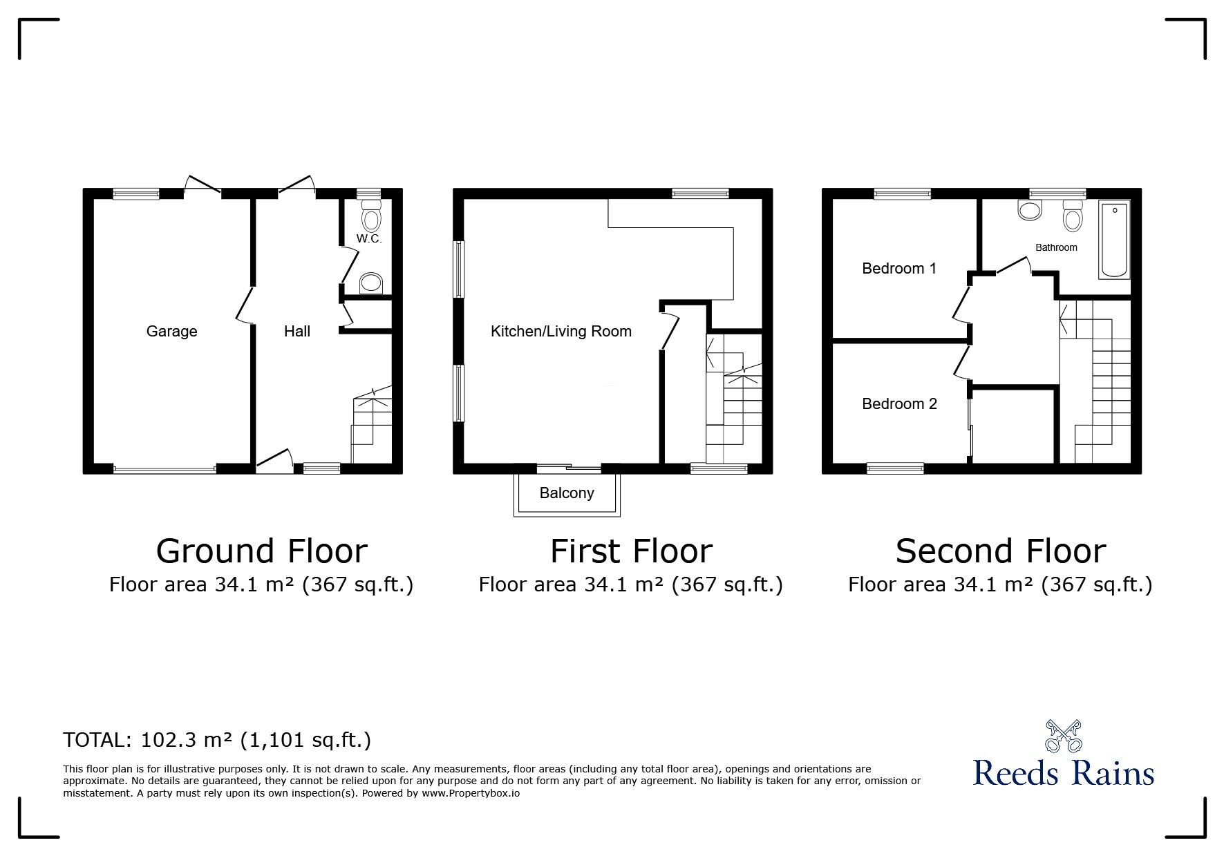 Floorplan of 2 bedroom End Terrace House for sale, Western Barn Close, Rye, East Sussex, TN31