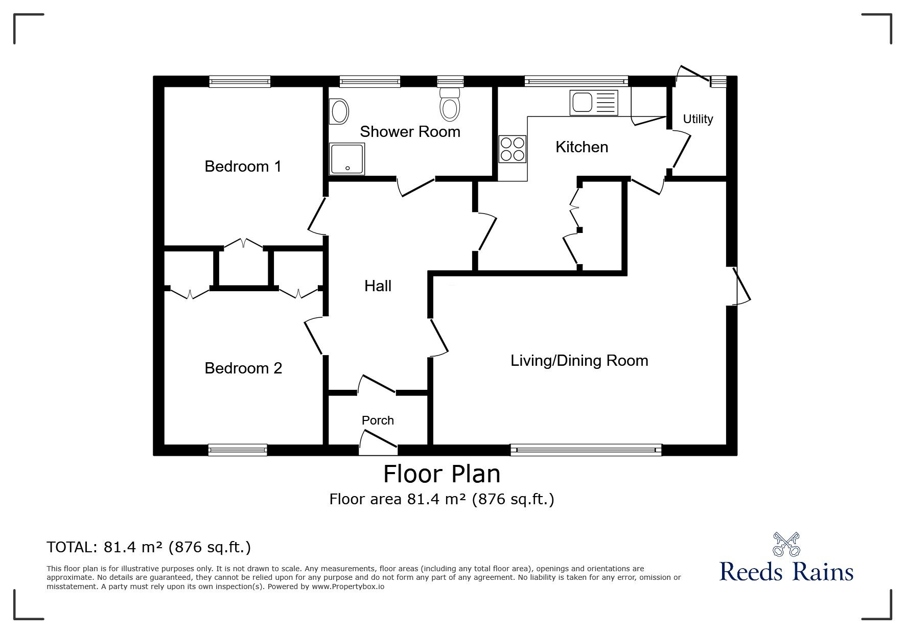 Floorplan of 2 bedroom Detached Bungalow to rent, Stone, Tenterden, Kent, TN30