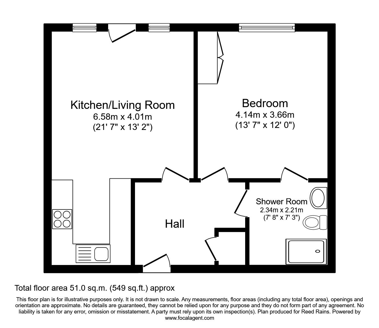 Floorplan of 1 bedroom  Flat for sale, Kiln Drive, Rye Foreign, East Sussex, TN31