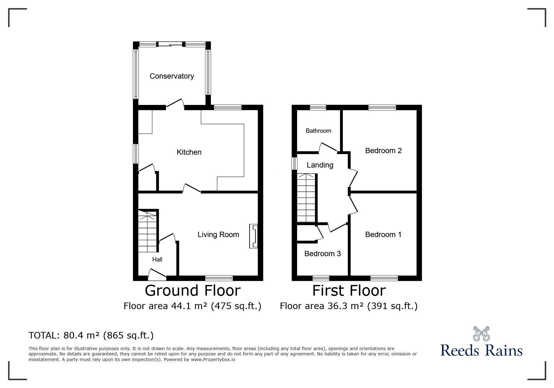 Floorplan of 3 bedroom End Terrace House for sale, Lea Avenue, Rye, East Sussex, TN31