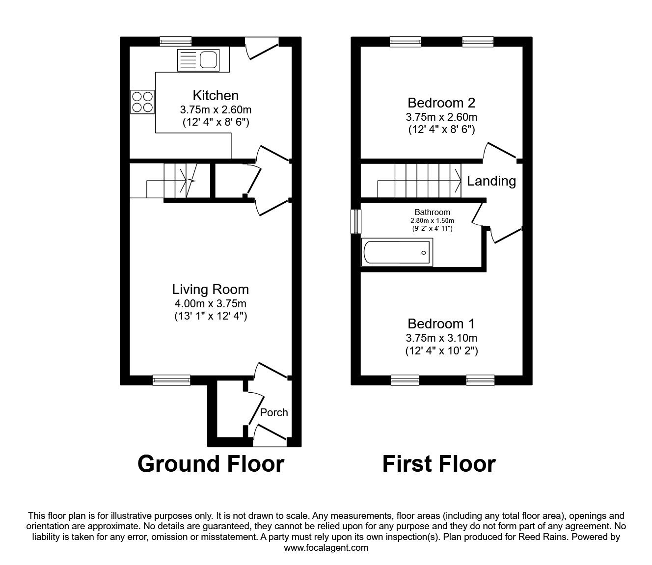 Floorplan of 2 bedroom Semi Detached House to rent, Tysoe Gardens, Salford, M3