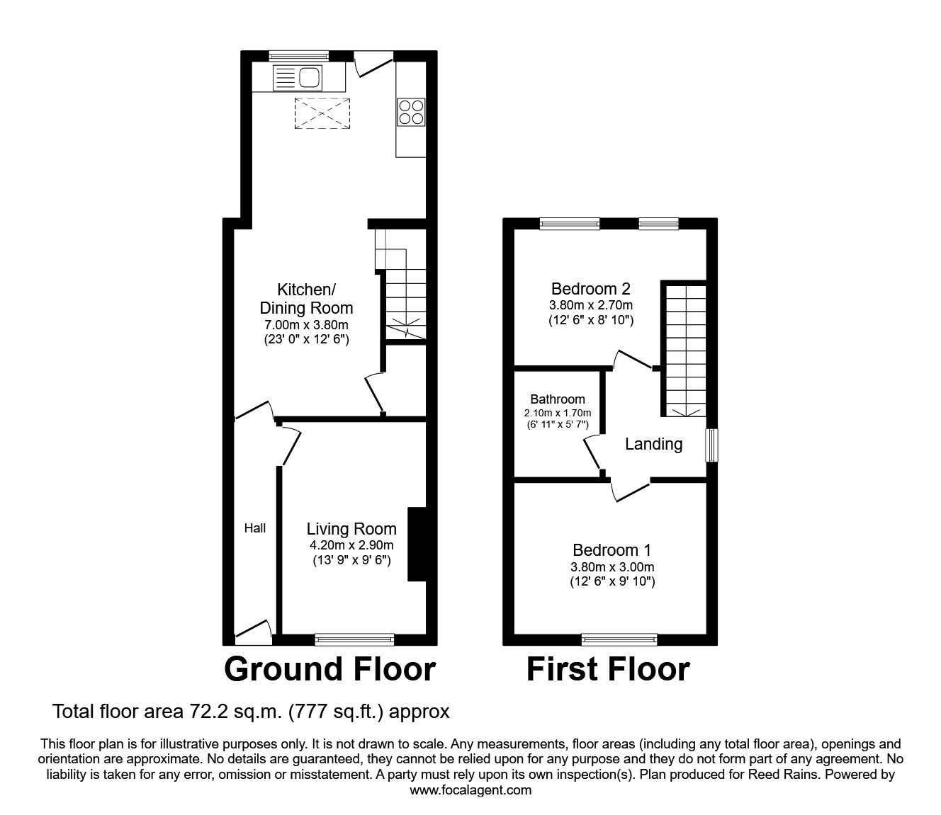 Floorplan of 2 bedroom End Terrace House to rent, Ventnor Street, Salford, Greater Manchester, M6