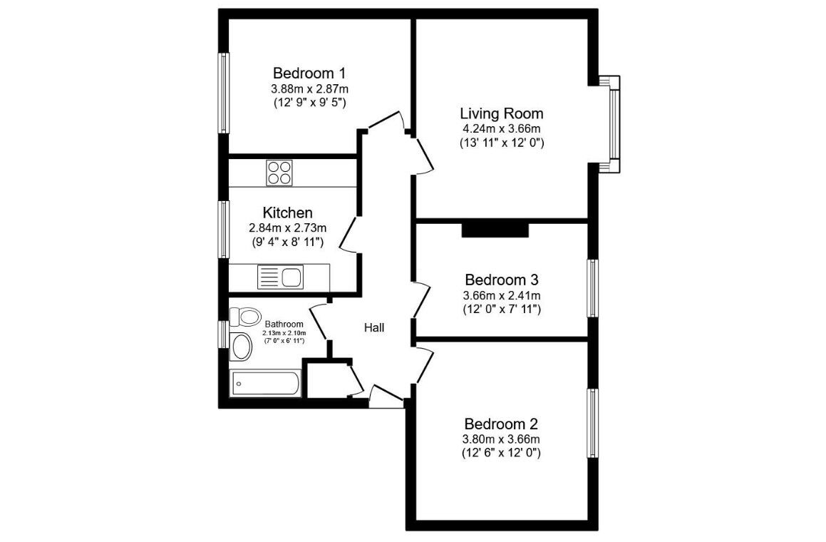 Floorplan of 3 bedroom  Flat for sale, Canterbury Gardens, Salford, Greater Manchester, M5