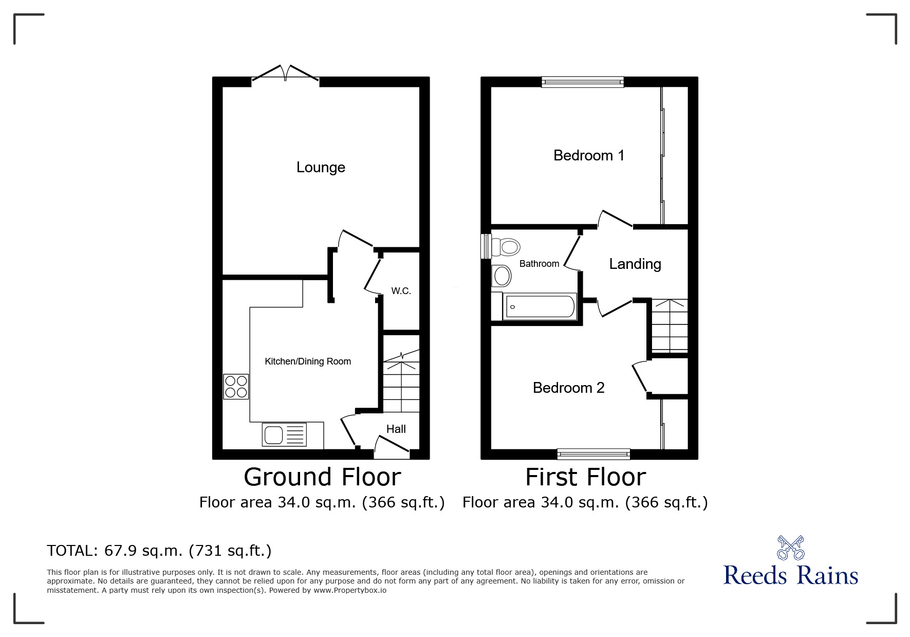 Floorplan of 2 bedroom Mid Terrace House to rent, Willow Tree Lane, Salford, Greater Manchester, M6