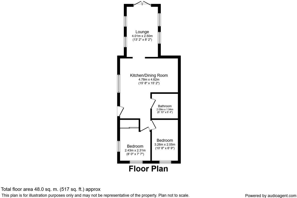 Floorplan of 2 bedroom Detached Bungalow to rent, Bowers Lane, Nateby, Lancashire, PR3