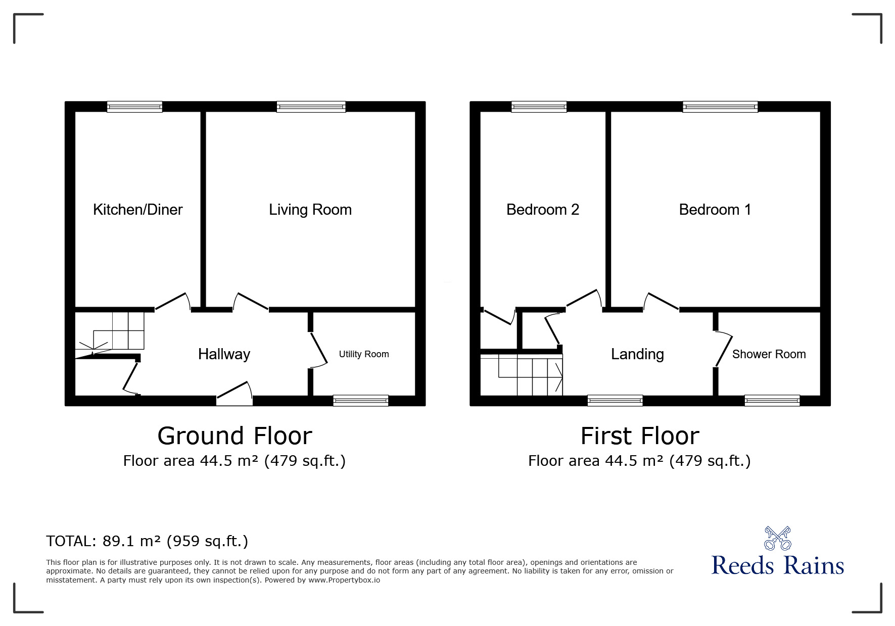 Floorplan of 2 bedroom End Terrace Flat for sale, Ashfield Close, Salford, Greater Manchester, M6