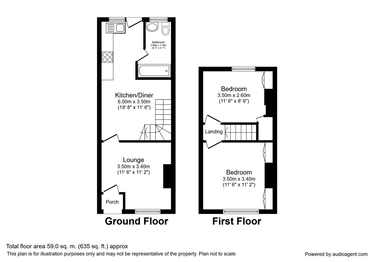 Floorplan of 2 bedroom  House to rent, Hampson Street, Sale, Cheshire, M33