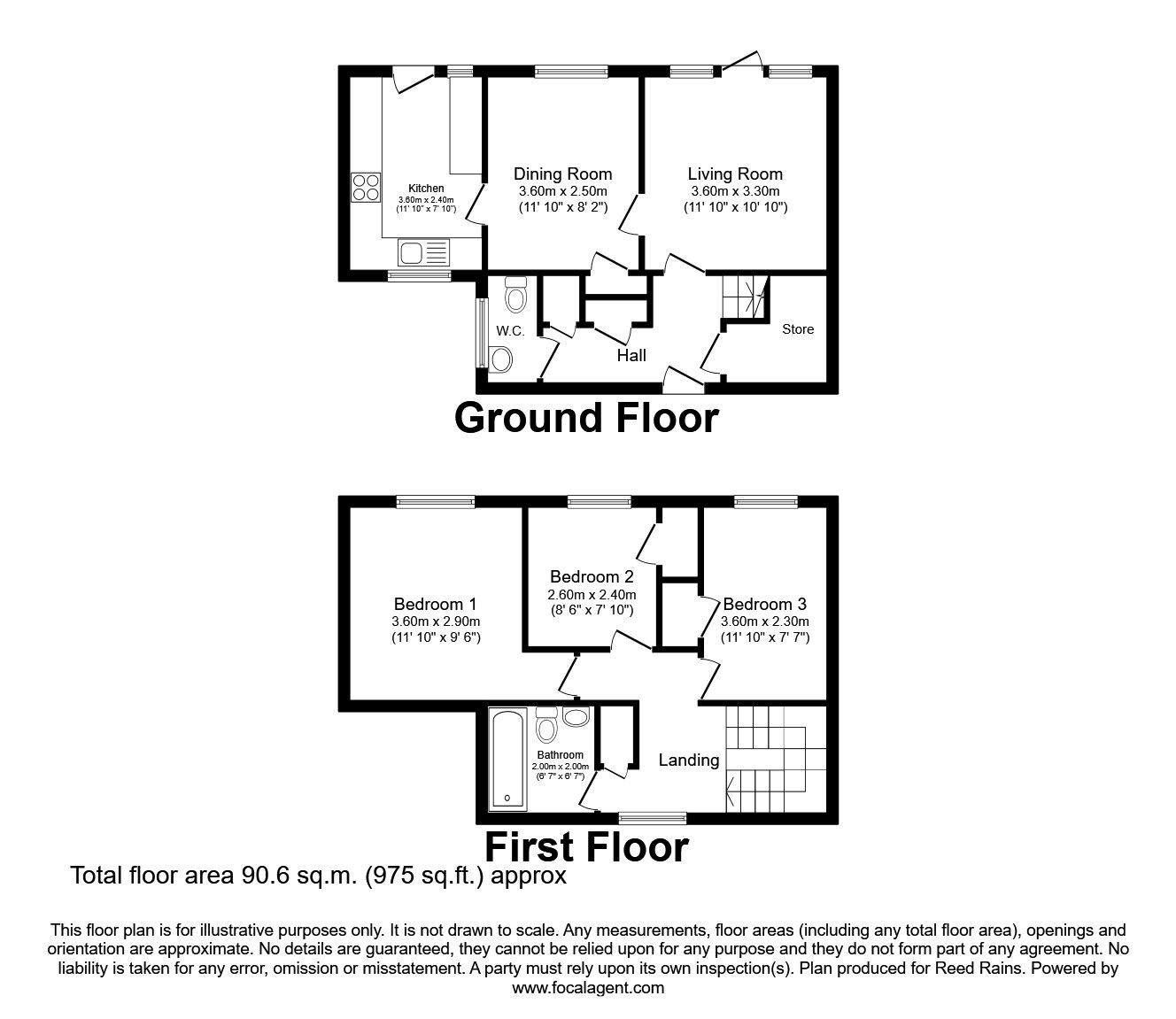 Floorplan of 3 bedroom Mid Terrace House to rent, Rookwood Avenue, Manchester, M23