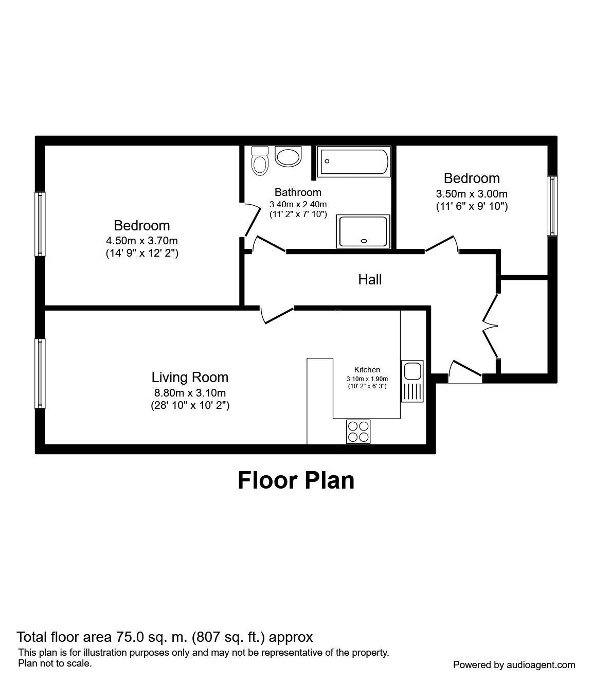 Floorplan of 2 bedroom  Flat to rent, Lawnhurst Avenue, Manchester, M23