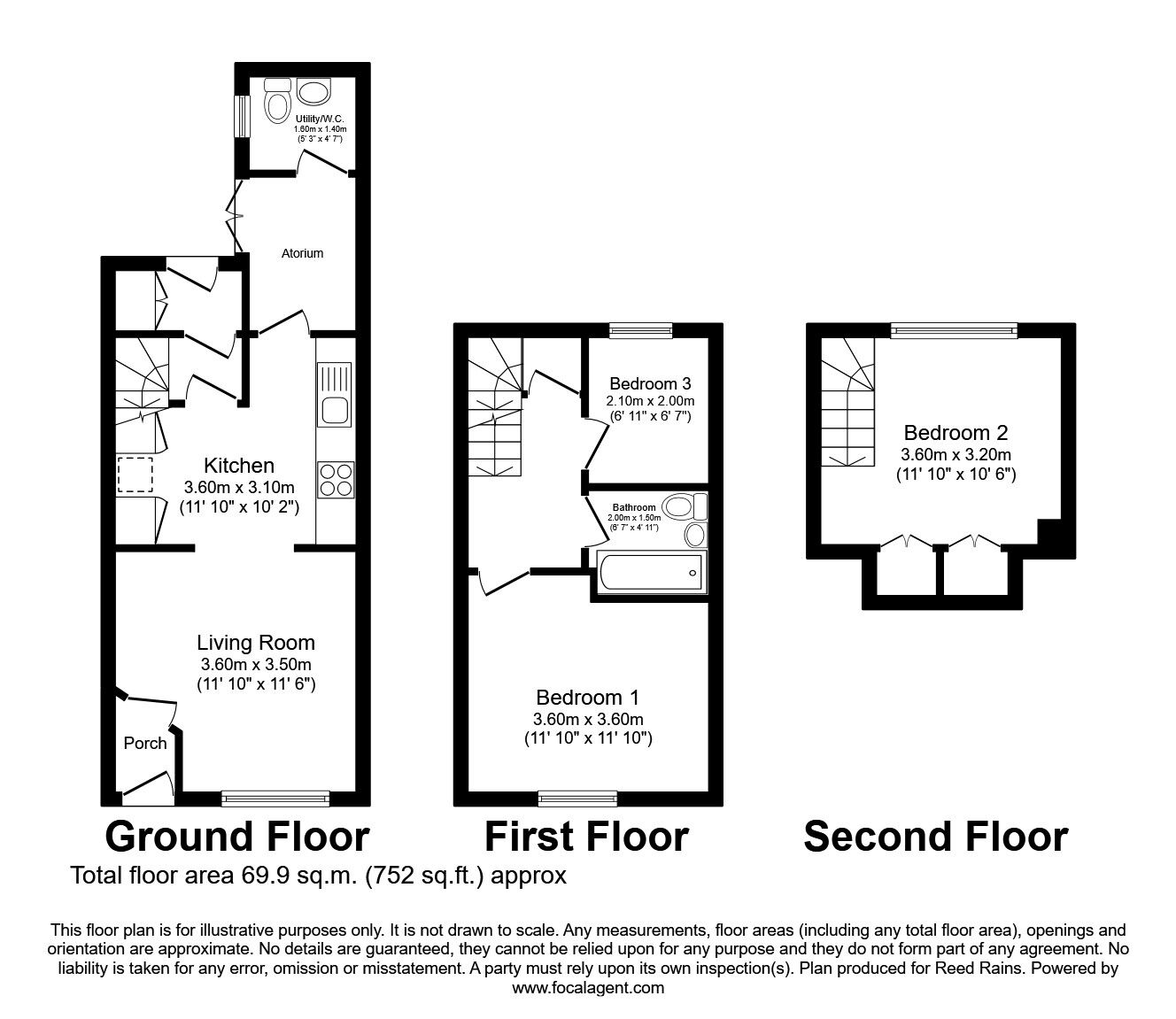 Floorplan of 3 bedroom Mid Terrace House to rent, Dane Road, Sale, Greater Manchester, M33