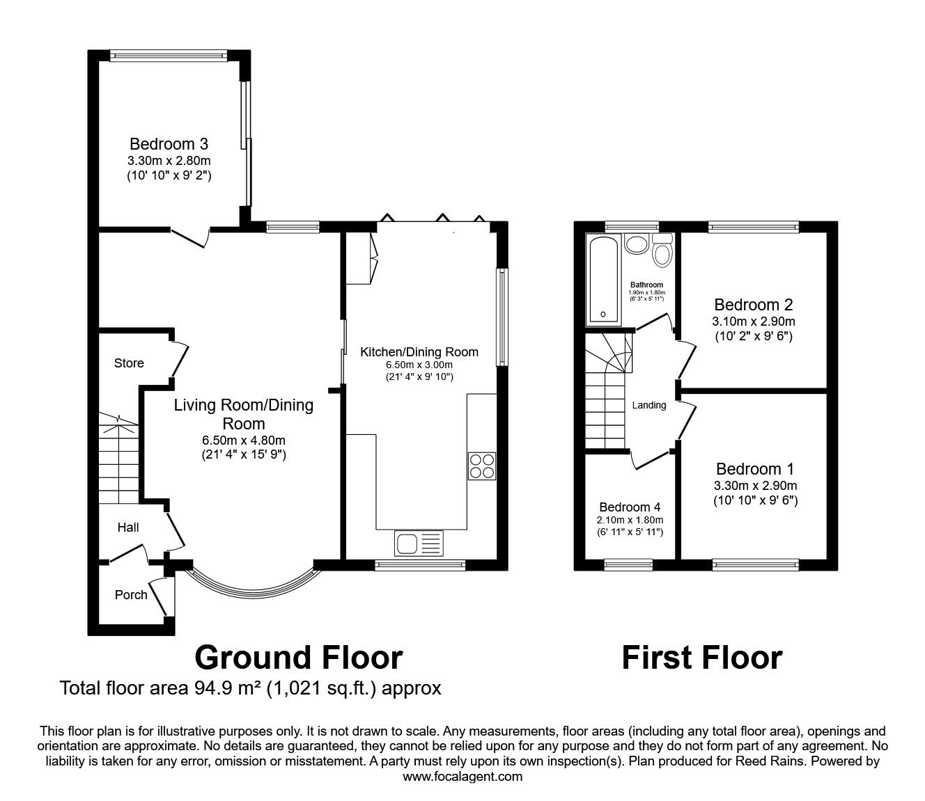 Floorplan of 3 bedroom Semi Detached House for sale, Redesmere Park, Urmston, Greater Manchester, M41