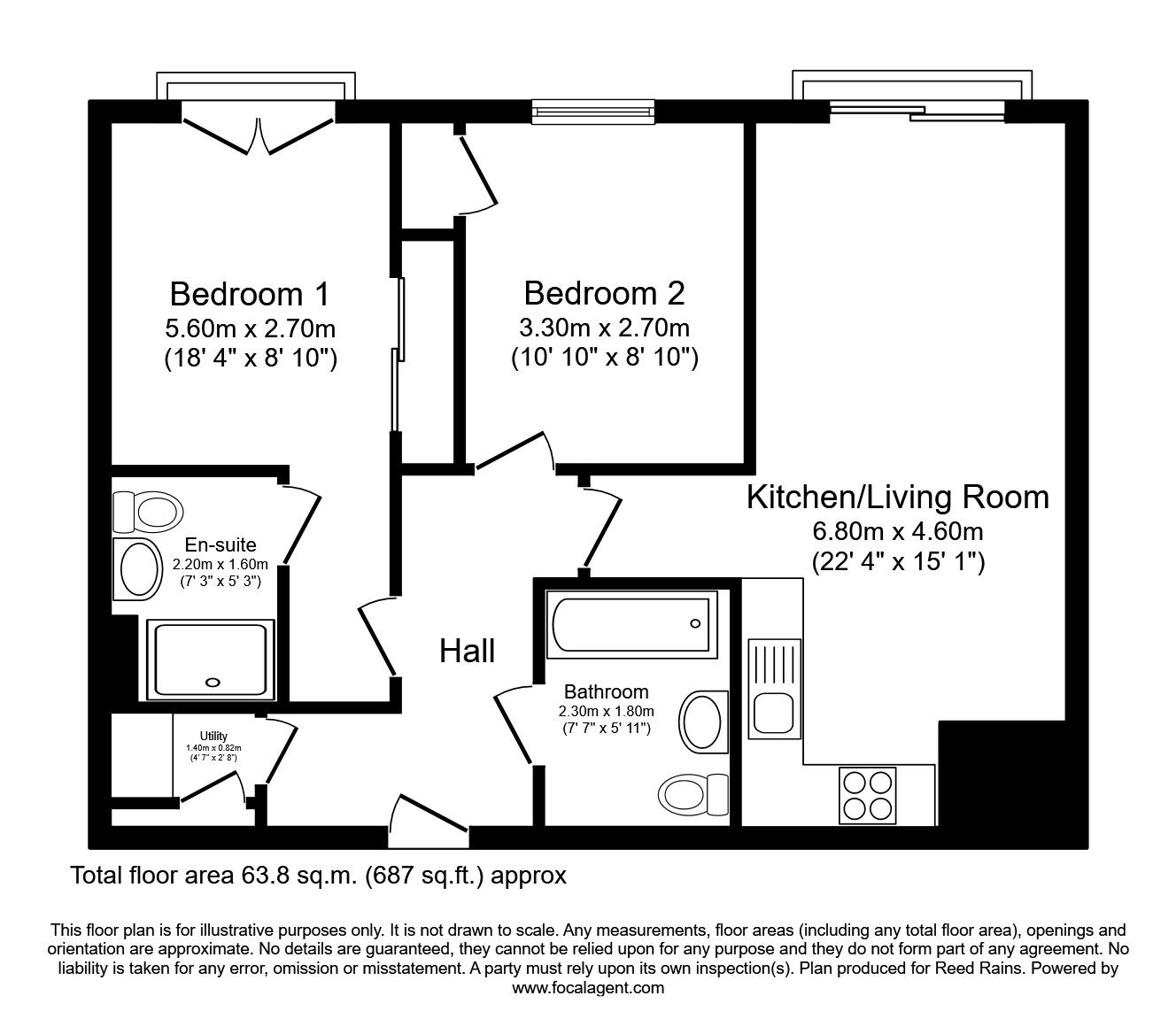 Floorplan of 2 bedroom  Flat to rent, Enriqueta Rylands Close, Stretford, Greater Manchester, M32