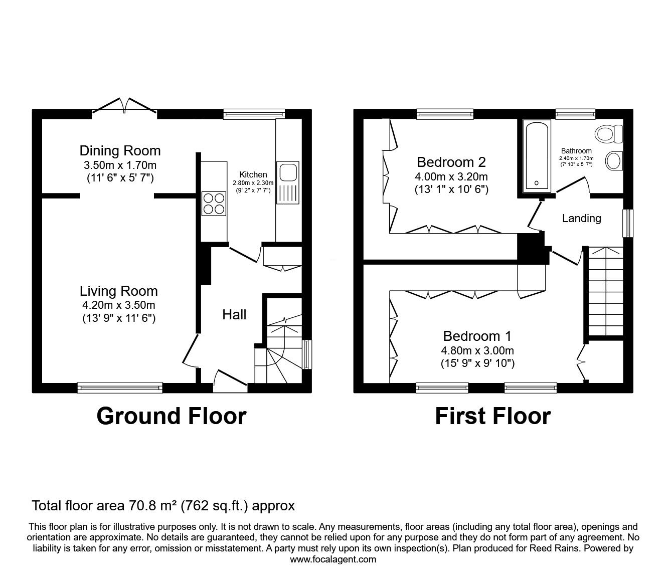 Floorplan of 2 bedroom End Terrace House for sale, Yewtree Lane, Manchester, Greater Manchester, M23