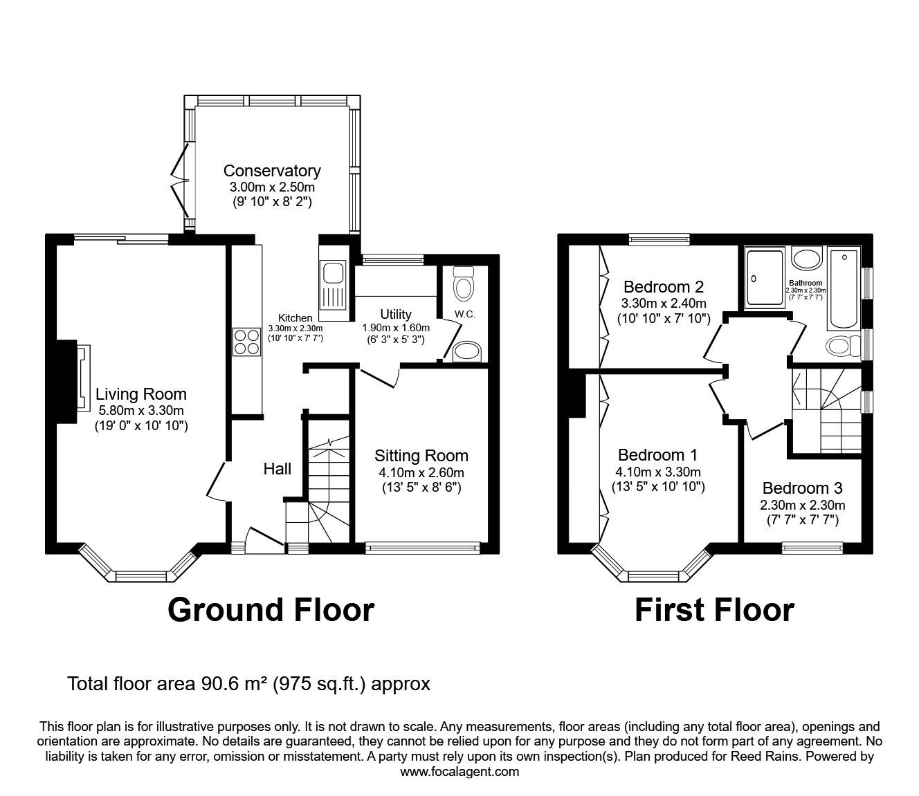 Floorplan of 3 bedroom Semi Detached House for sale, Lathom Grove, Sale, Greater Manchester, M33