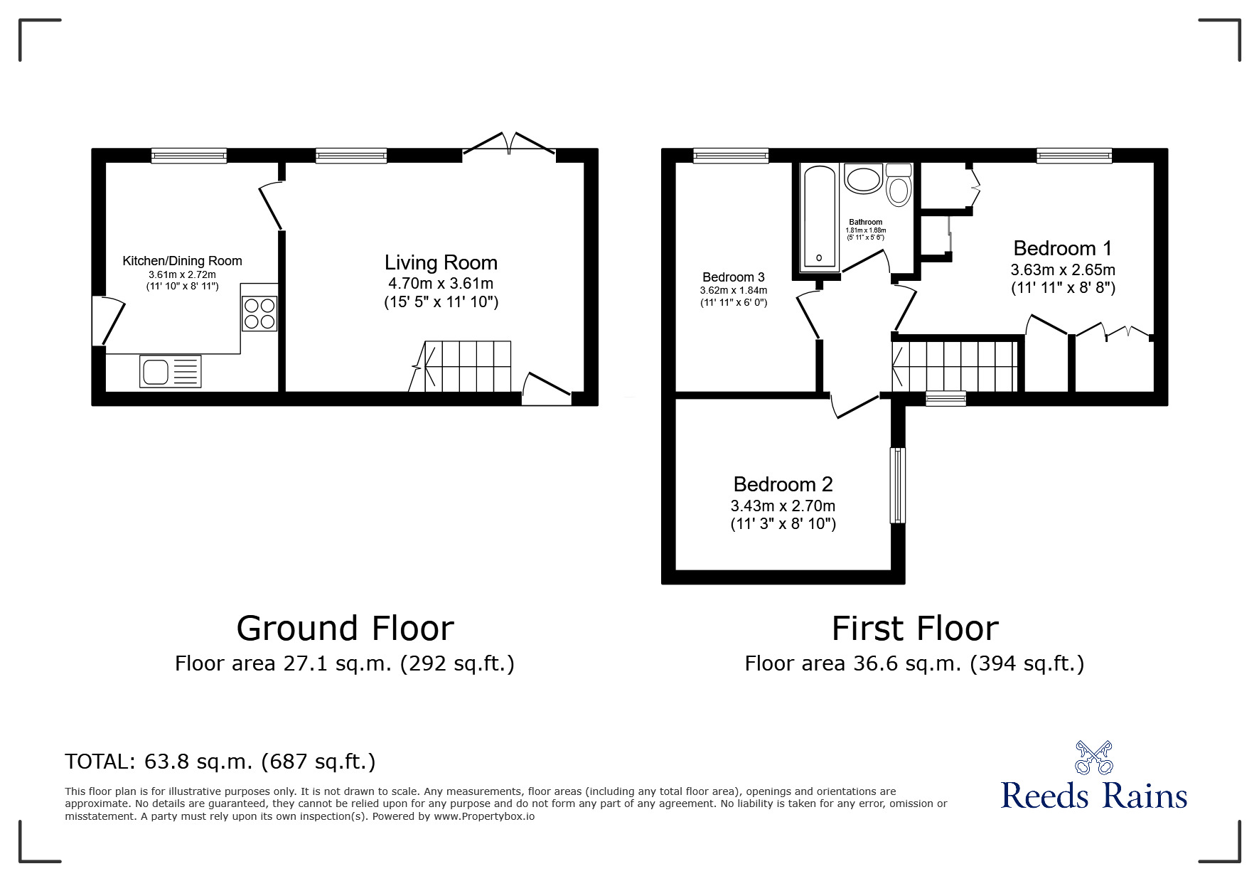 Floorplan of 3 bedroom Mid Terrace House for sale, St. Clements Fold, Urmston, Greater Manchester, M41