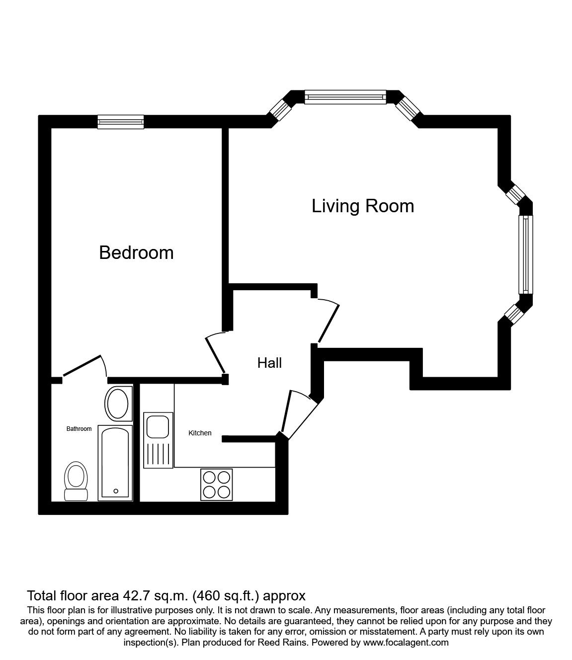 Floorplan of 1 bedroom  Flat to rent, Crown Crescent, Scarborough, North Yorkshire, YO11