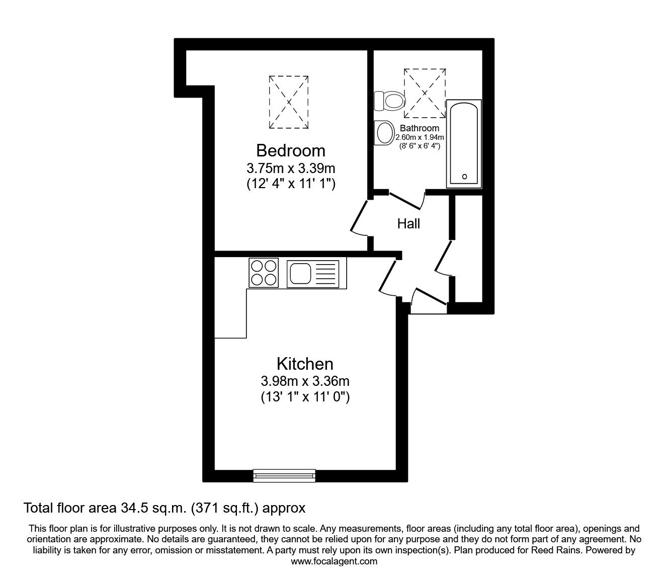 Floorplan of 1 bedroom  Flat to rent, Trafalgar Square, Scarborough, North Yorkshire, YO12