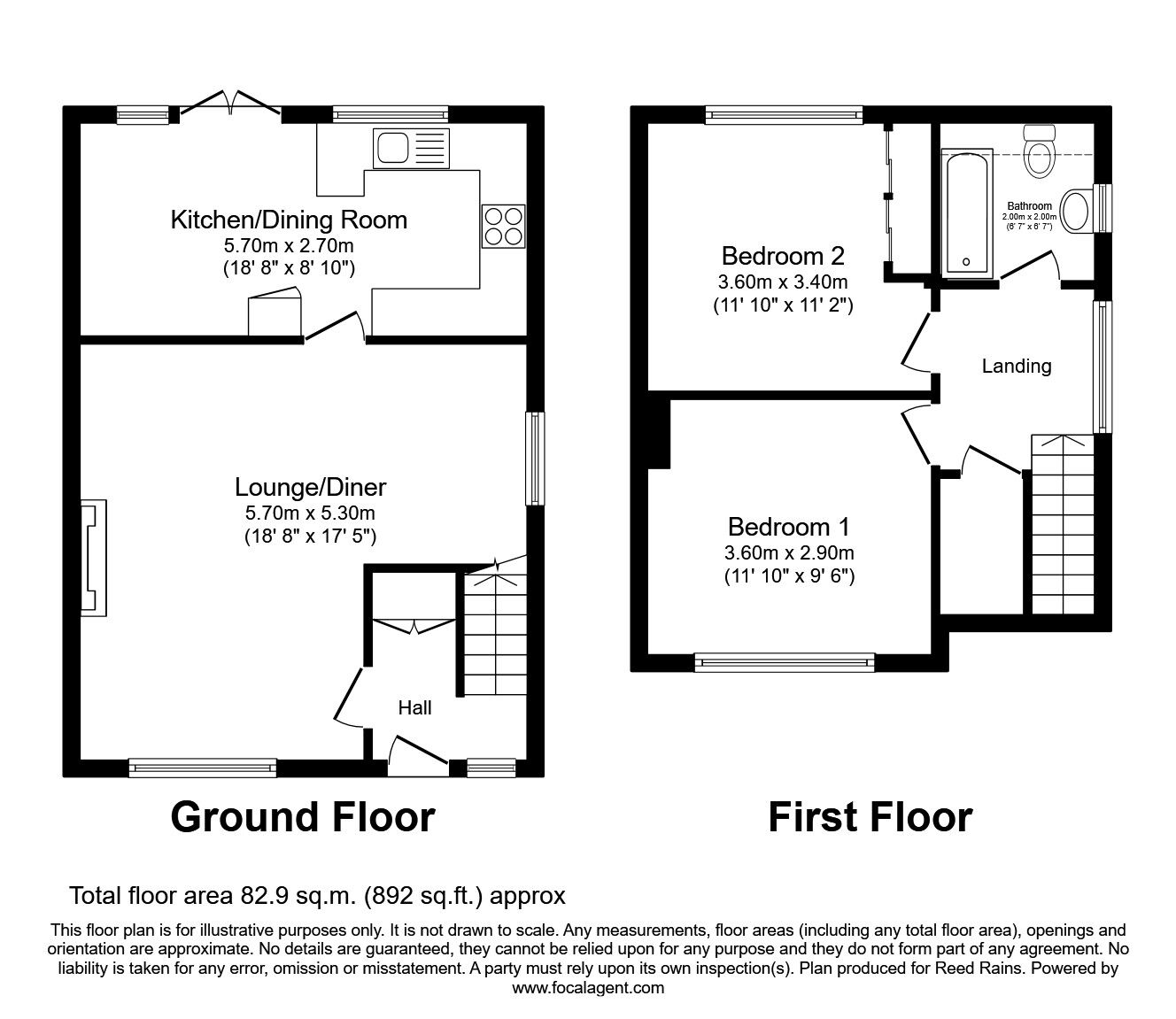 Floorplan of 2 bedroom Semi Detached House to rent, Main Street, Cayton, North Yorkshire, YO11