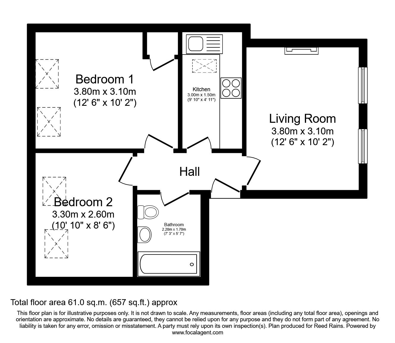 Floorplan of 2 bedroom  Flat to rent, The Crescent, Scarborough, North Yorkshire, YO11