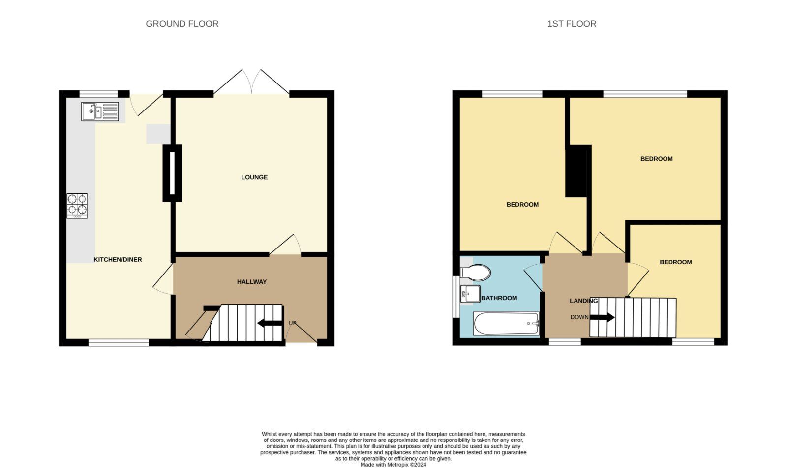 Floorplan of 3 bedroom Semi Detached House for sale, Briercliffe, Scarborough, North Yorkshire, YO12