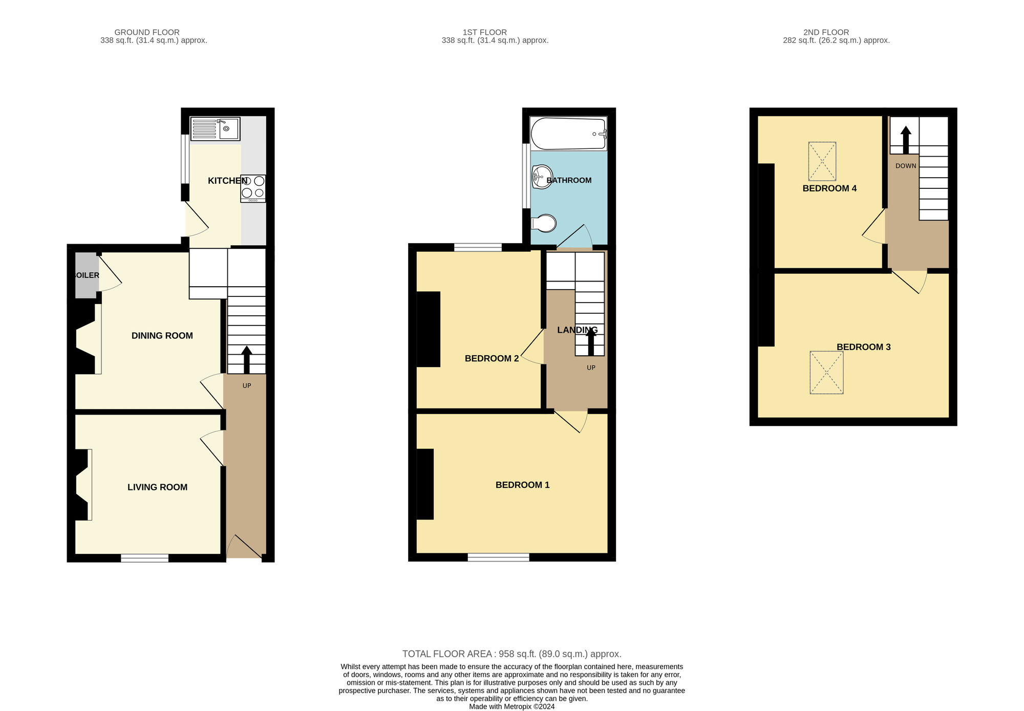 Floorplan of 4 bedroom Mid Terrace House for sale, Belle Vue Street, Scarborough, North Yorkshire, YO12