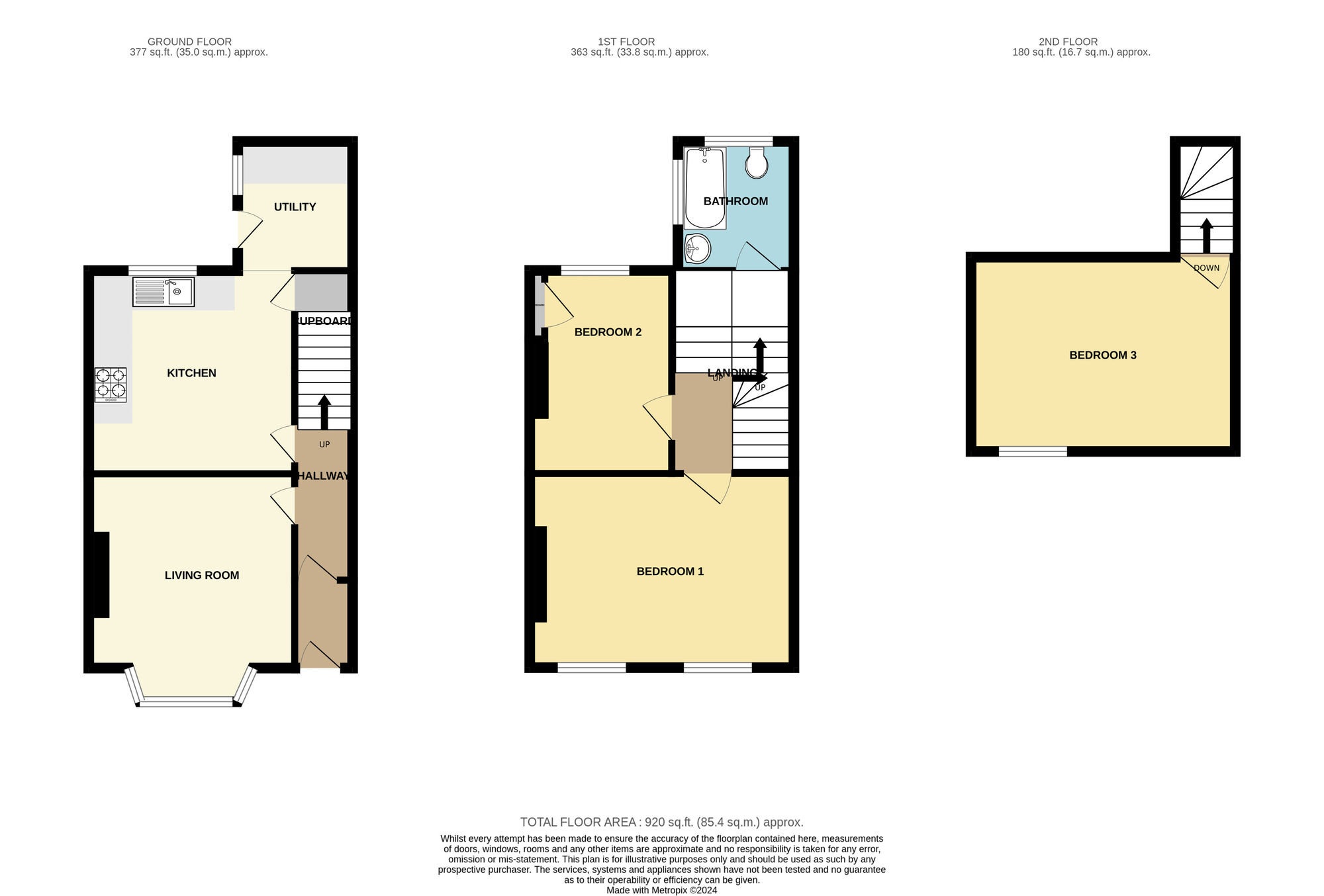 Floorplan of 3 bedroom Mid Terrace House for sale, Commercial Street, Scarborough, North Yorkshire, YO12