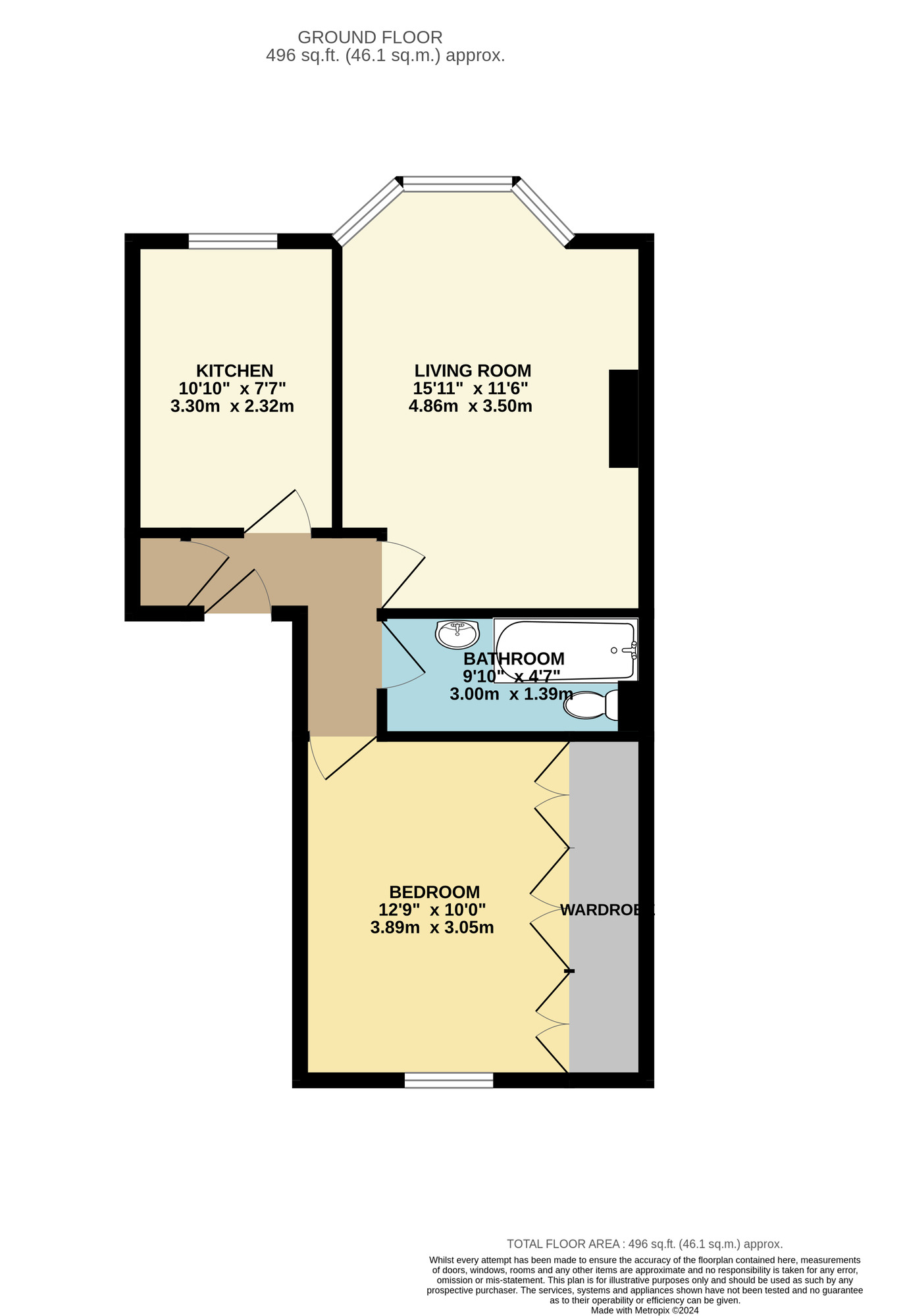 Floorplan of 1 bedroom  Flat to rent, Albemarle Crescent, Scarborough, YO11