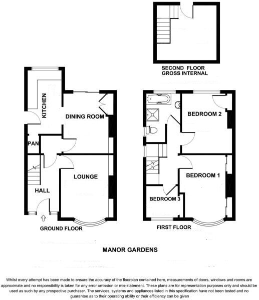 Floorplan of 3 bedroom Semi Detached House for sale, Manor Gardens, Scarborough, North Yorkshire, YO12