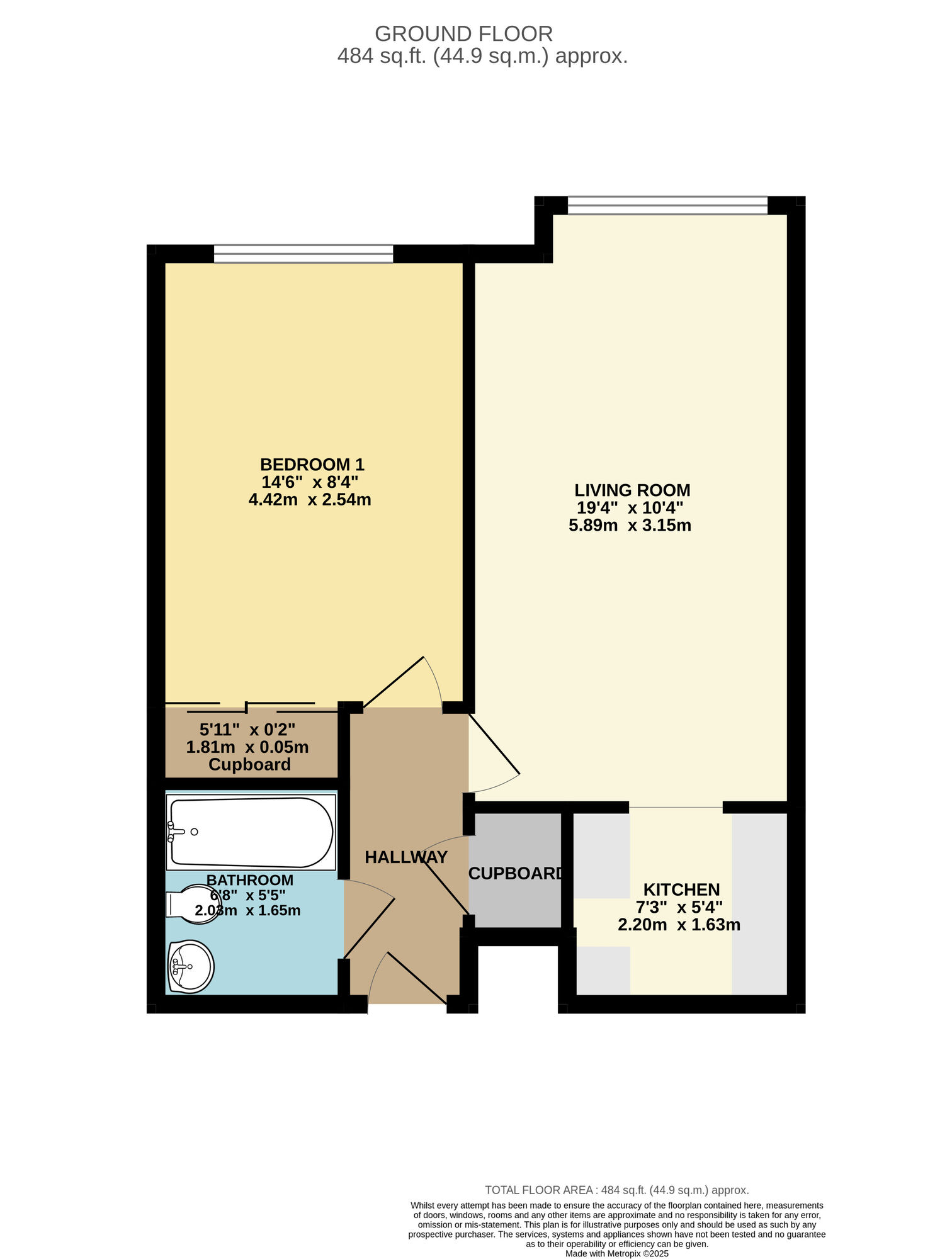 Floorplan of 1 bedroom  Flat for sale, Grosvenor Crescent, Scarborough, North Yorkshire, YO11