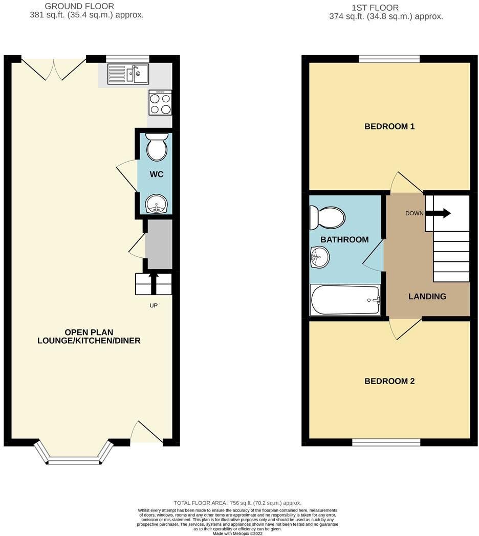 Floorplan of 2 bedroom Mid Terrace House for sale, Norwood Street, Scarborough, North Yorkshire, YO12