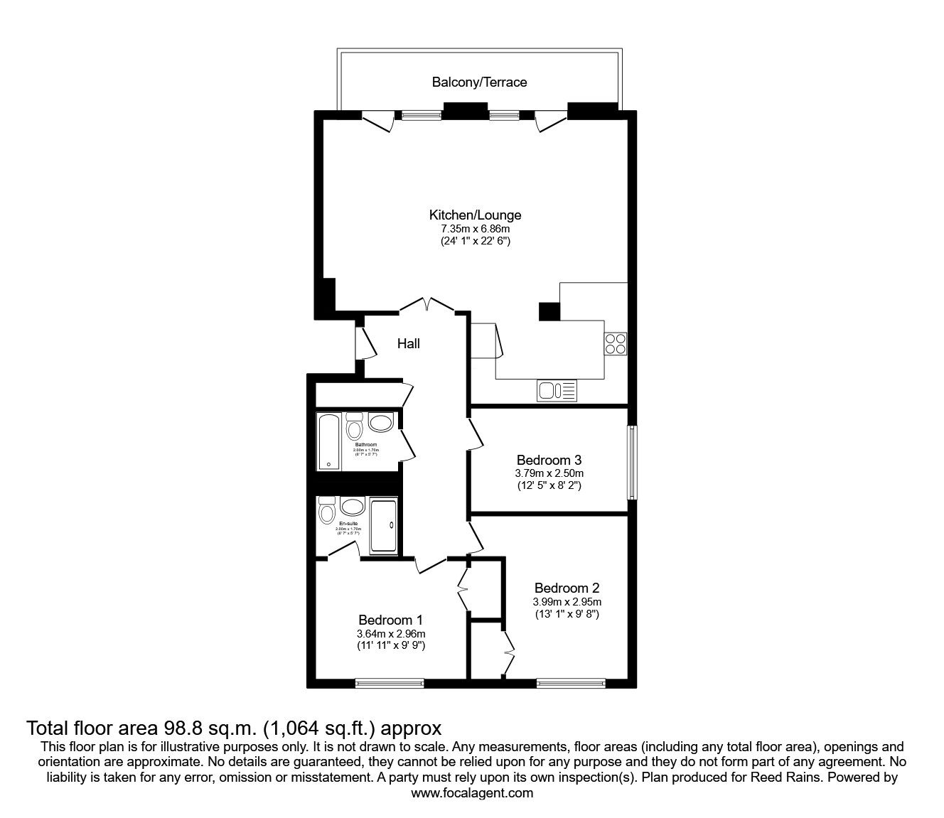 Floorplan of 3 bedroom  Flat for sale, Ecclesall Road, Sheffield, South Yorkshire, S11