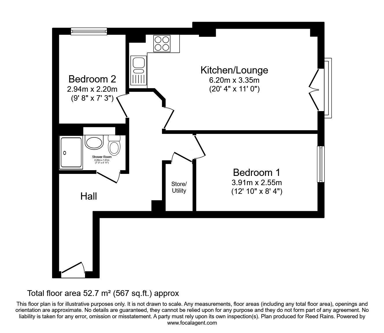 Floorplan of 2 bedroom  Flat for sale, Millsands, Sheffield, South Yorkshire, S3