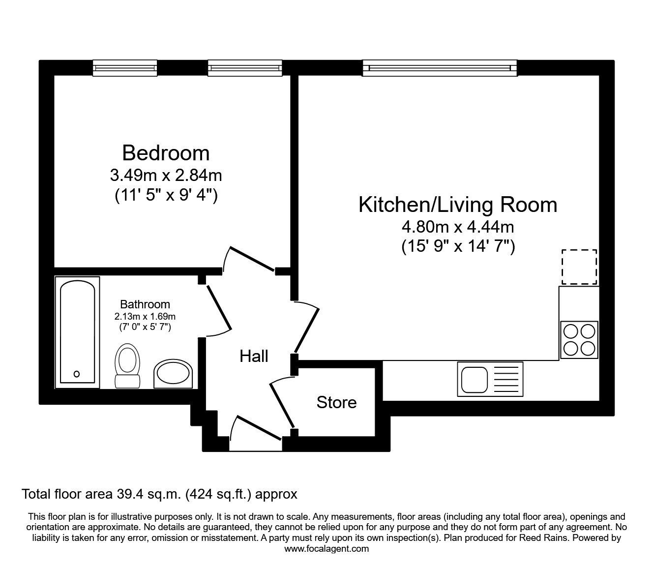 Floorplan of 1 bedroom  Flat to rent, West Bar, Sheffield, South Yorkshire, S3